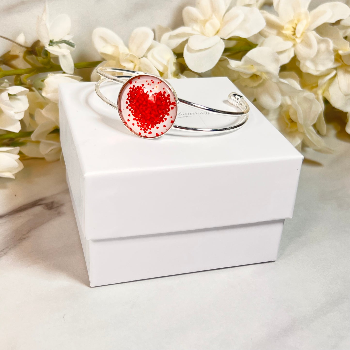 Heart Bangle Bracelet Handmade