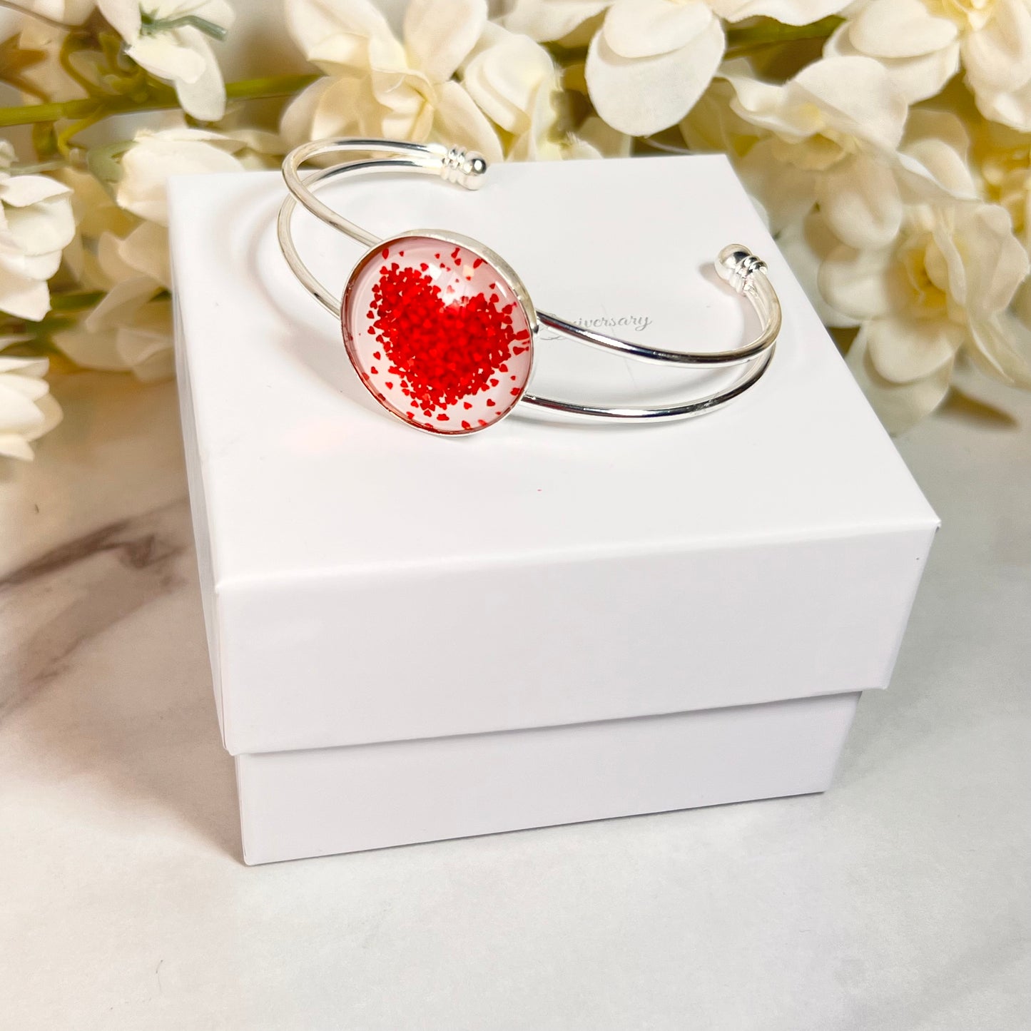 Heart Bangle Bracelet Handmade