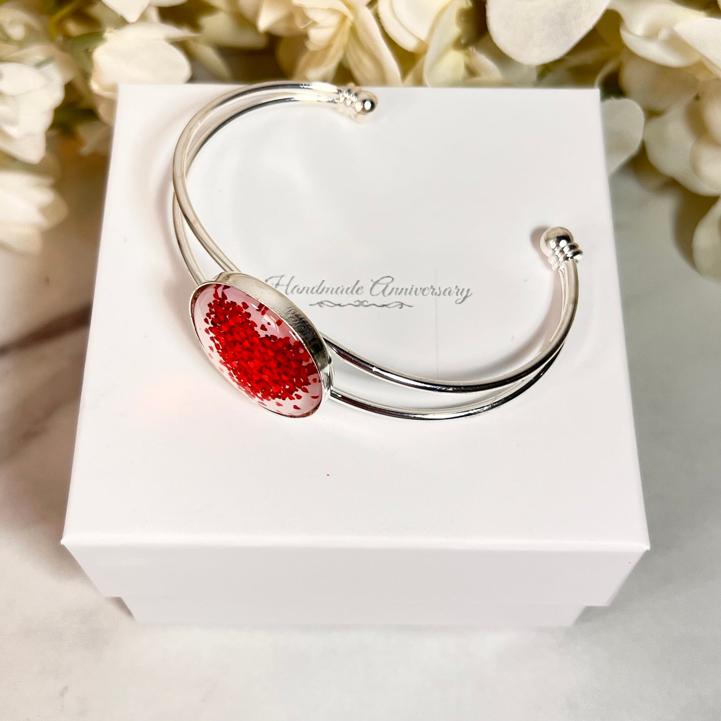 Heart Bangle Bracelet Handmade