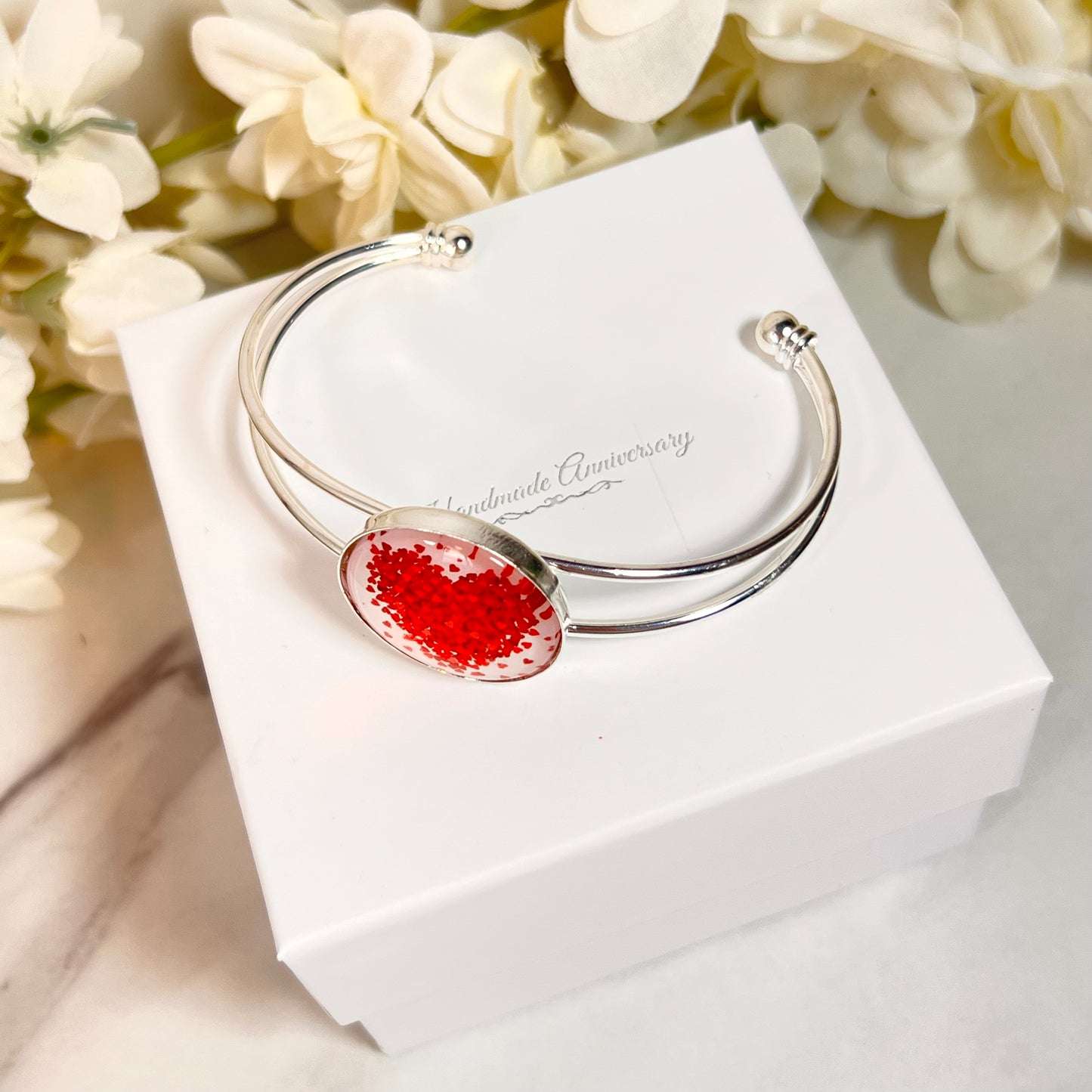 Heart Bangle Bracelet Handmade
