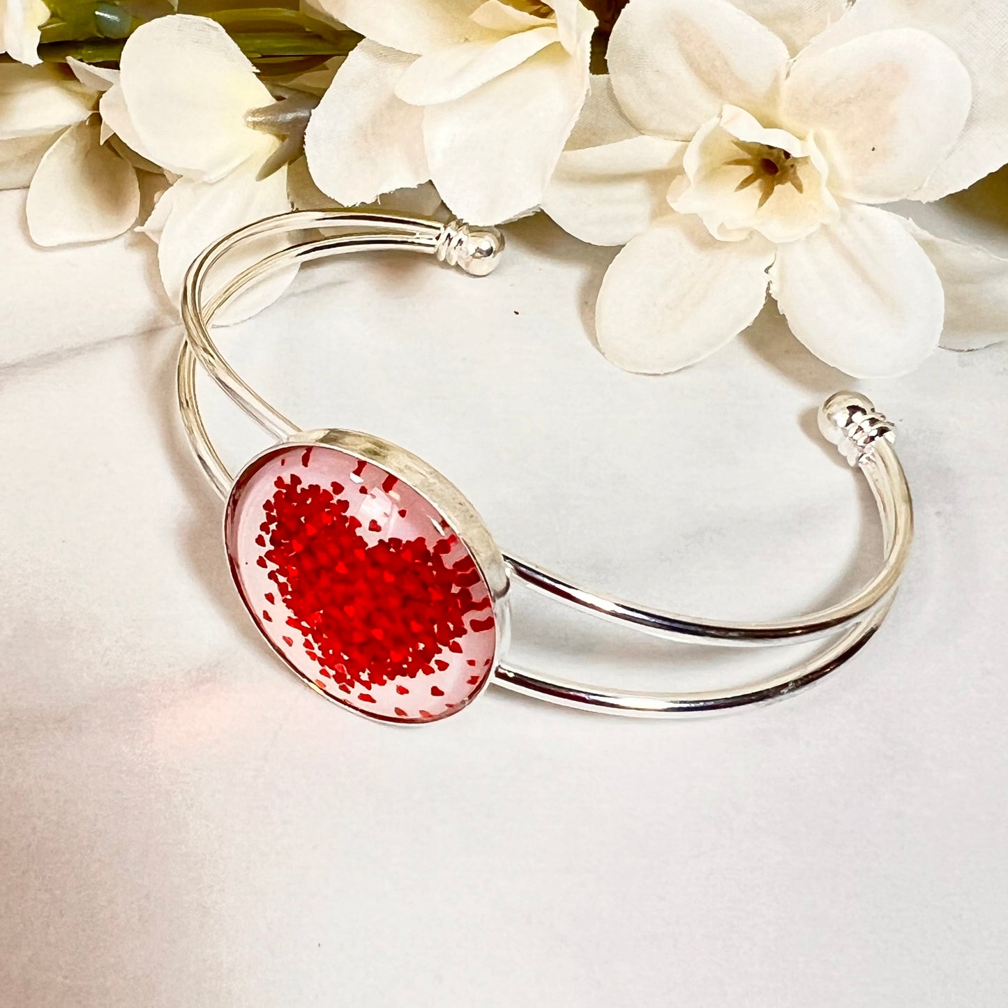 Heart Bangle Bracelet Handmade