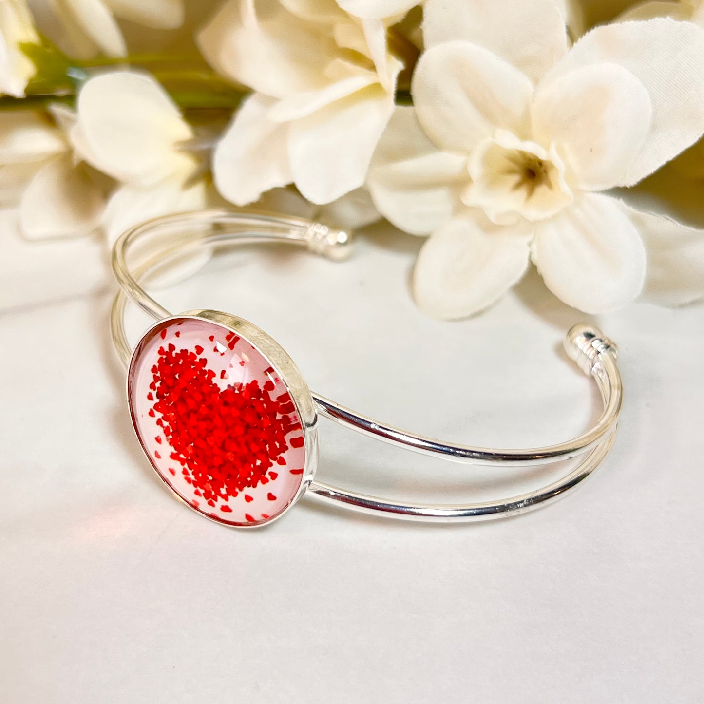 Heart Bangle Bracelet Handmade