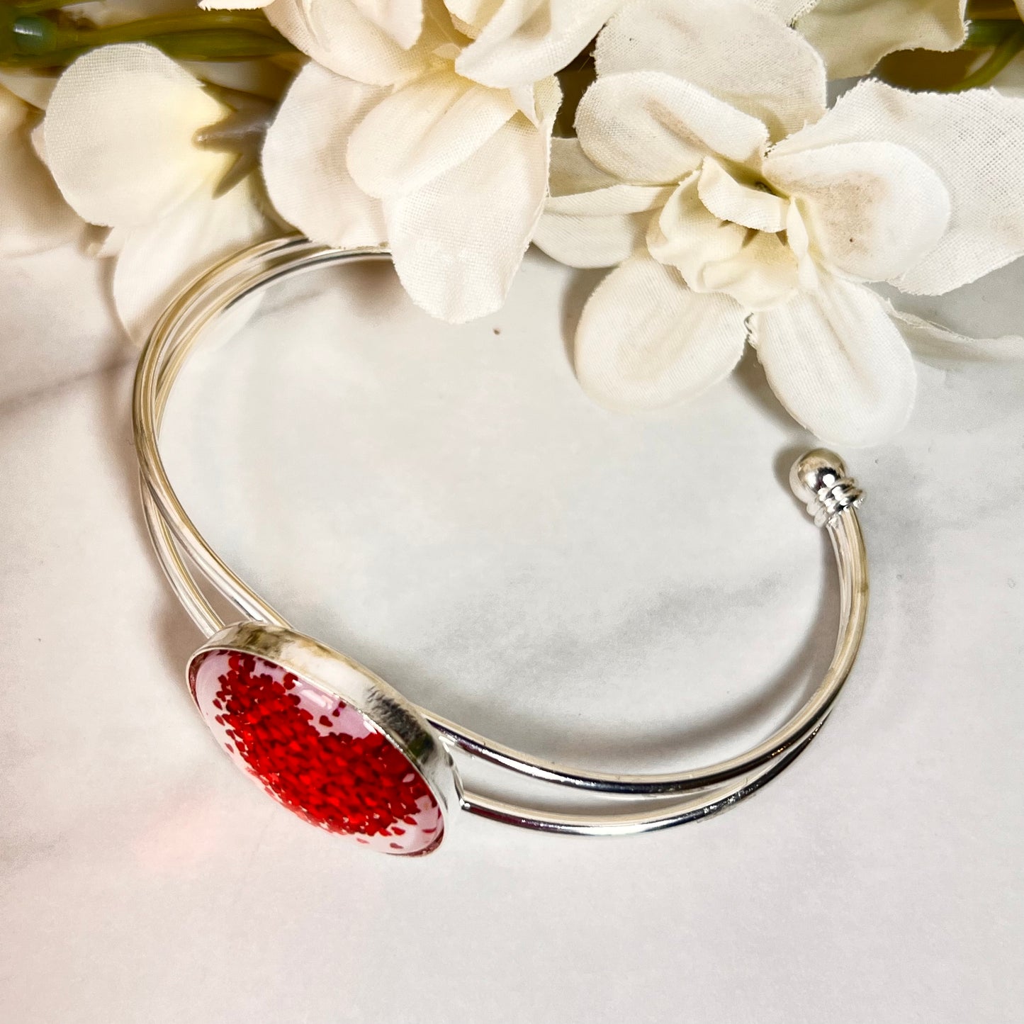 Heart Bangle Bracelet Handmade