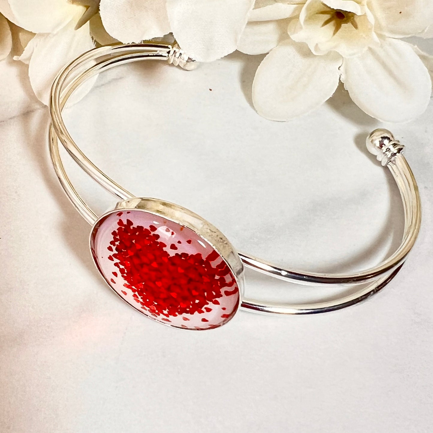 Heart Bangle Bracelet Handmade