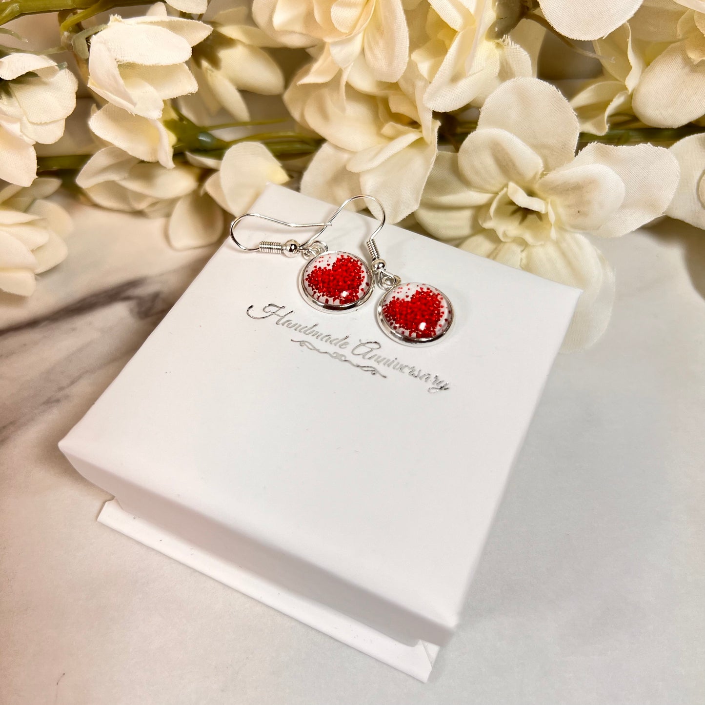 Heart Drop Earrings Handmade