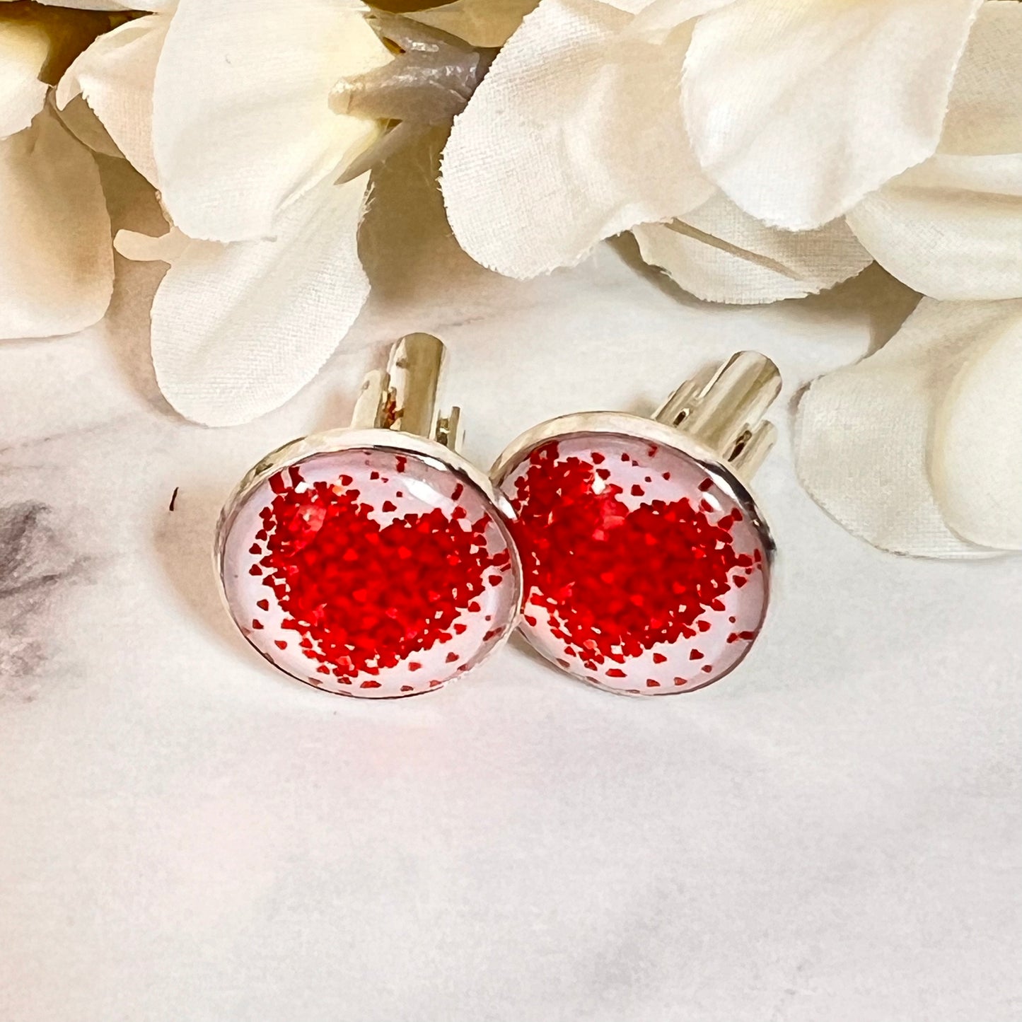 Heart Cufflinks & Leather Key Fob Gift Set Handmade