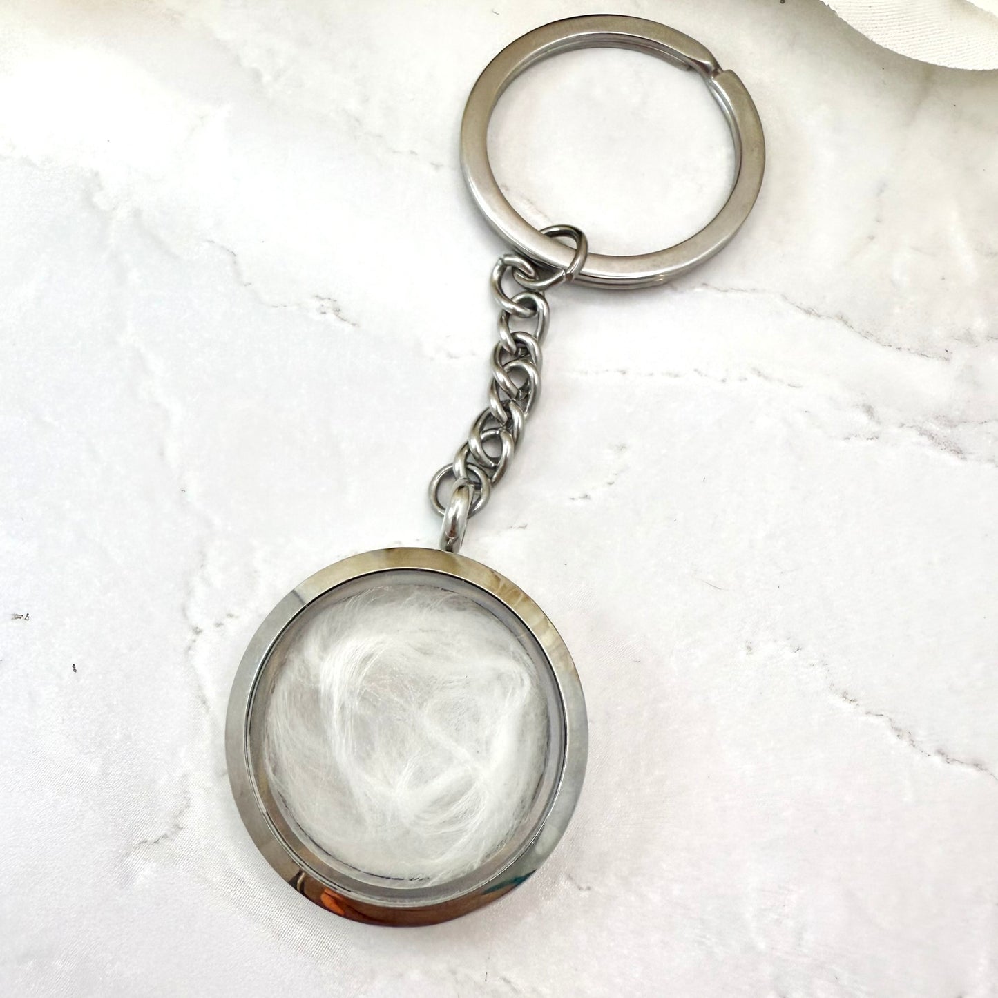 Double Sided Cotton 2nd Wedding Anniversary Keyring Handmade