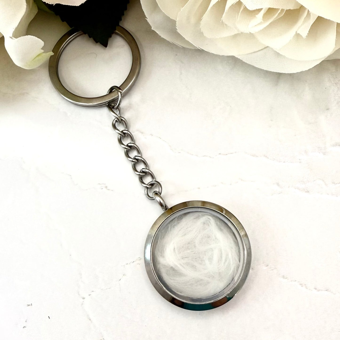Double Sided Cotton 2nd Wedding Anniversary Keyring Handmade