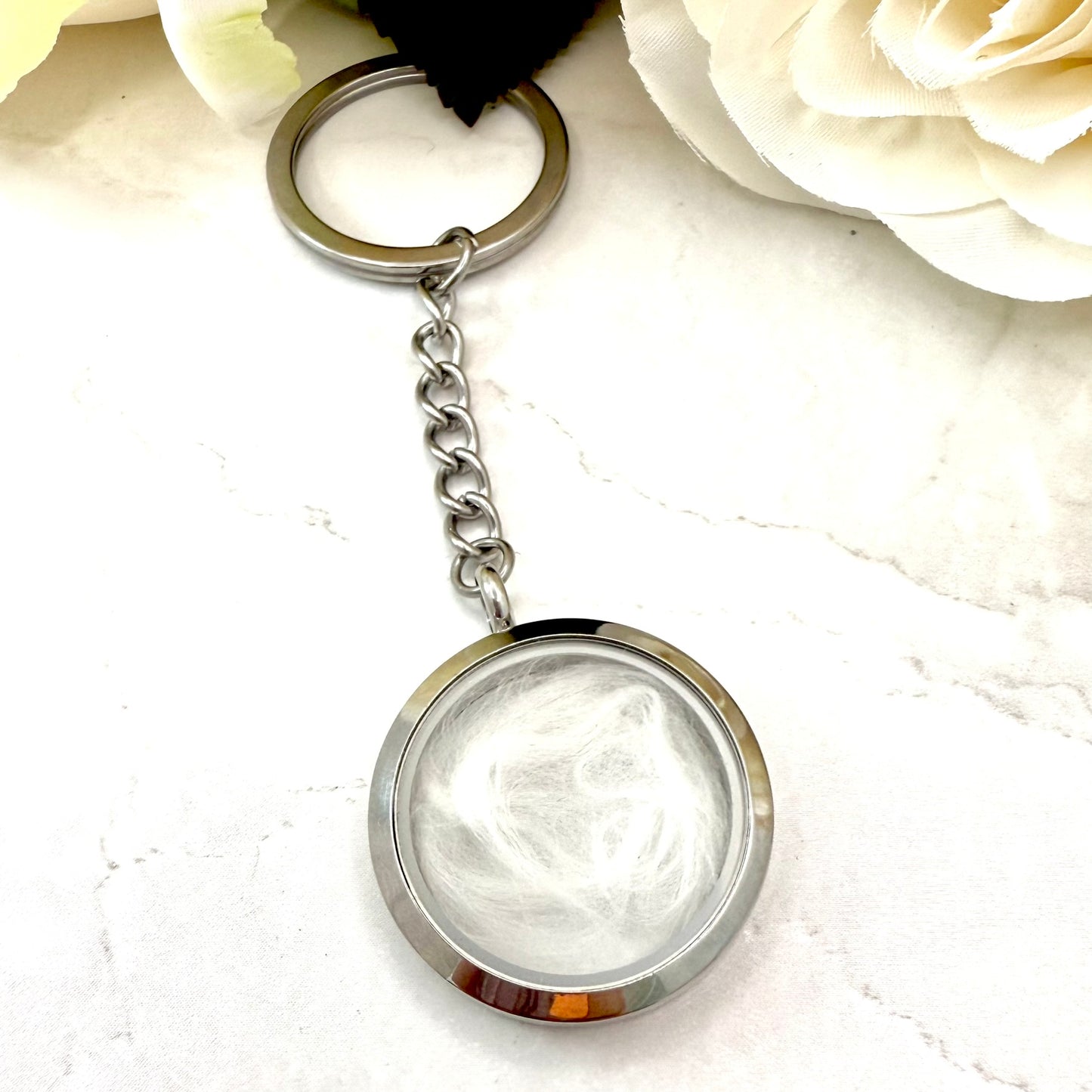 Double Sided Cotton 2nd Wedding Anniversary Keyring Handmade