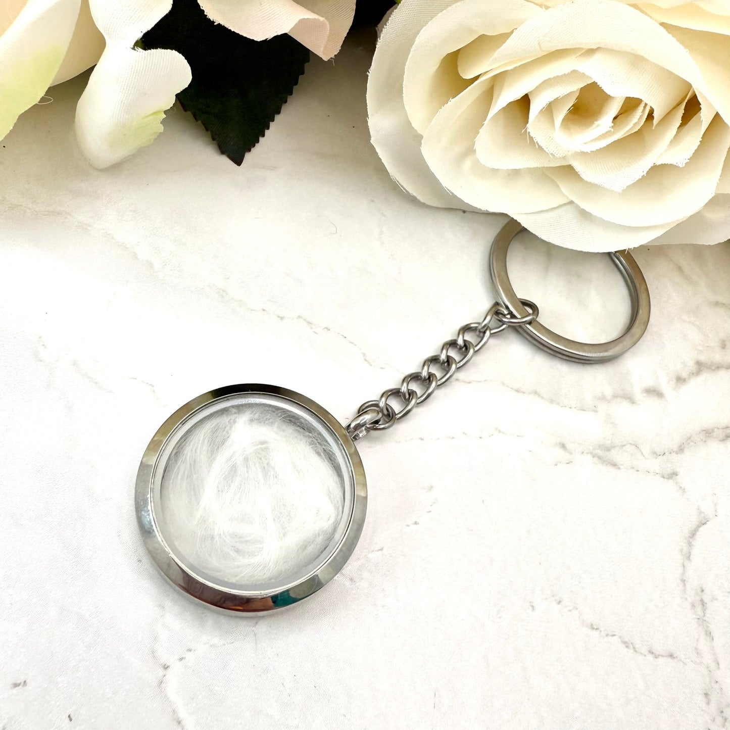 Double Sided Cotton 2nd Wedding Anniversary Keyring Handmade