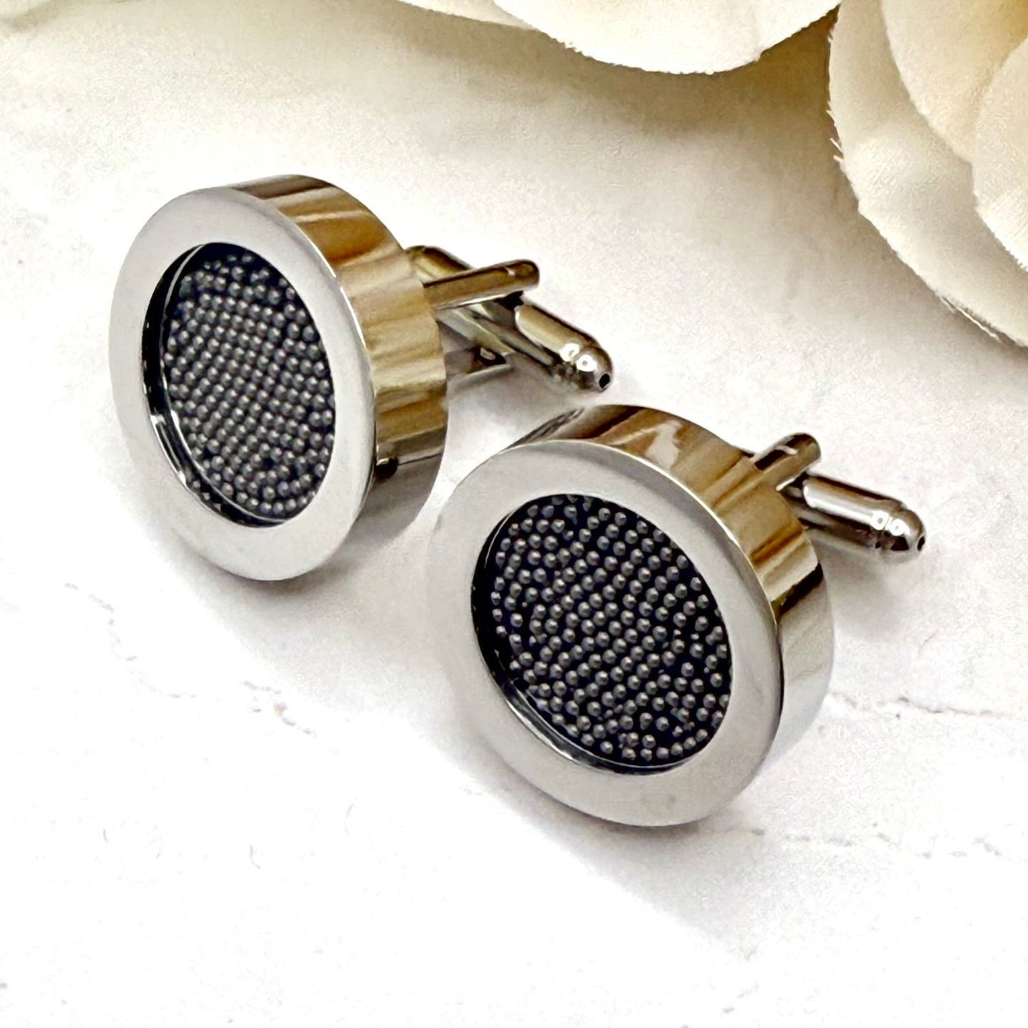 Luxury Statement Stainless Steel 11th Anniversary Cufflinks Handmade