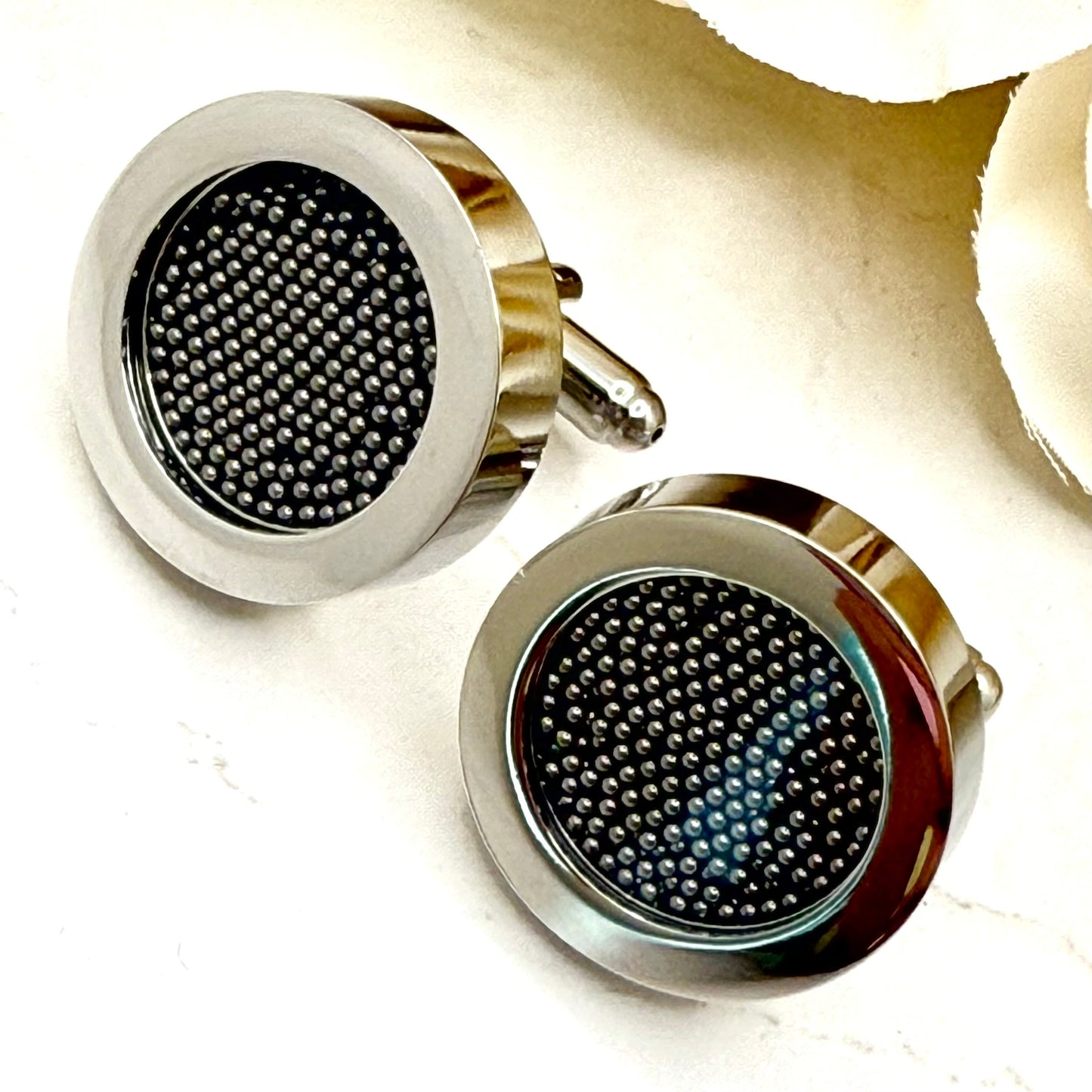 Luxury Statement Stainless Steel 11th Anniversary Cufflinks Handmade