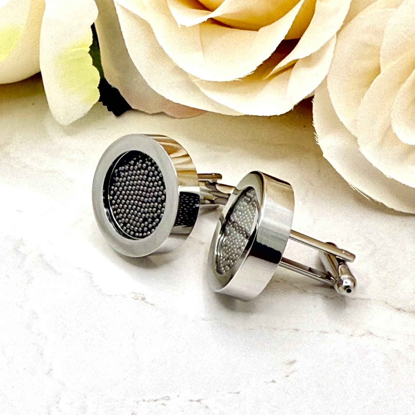 Luxury Statement Stainless Steel 11th Anniversary Cufflinks Handmade