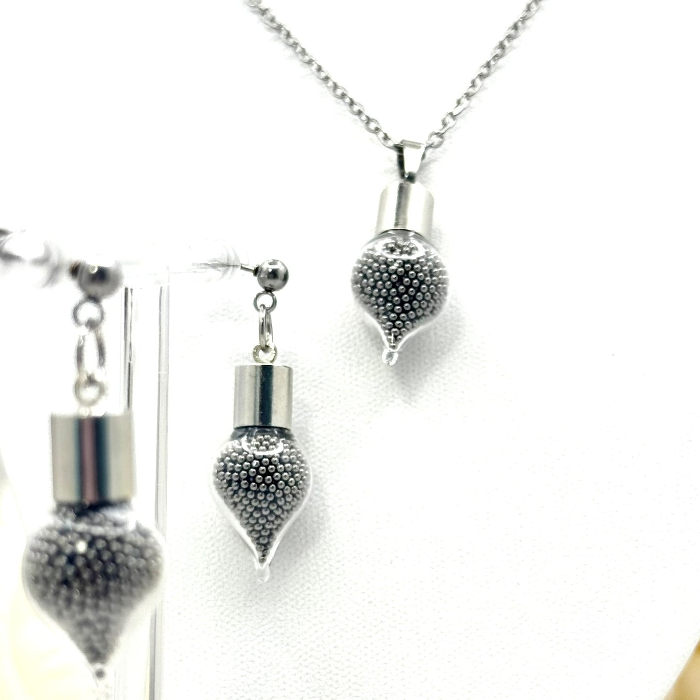 Statement Luxury Stainless Steel 11th Anniversary Pendant & Earrings Jewellery Set Handmade