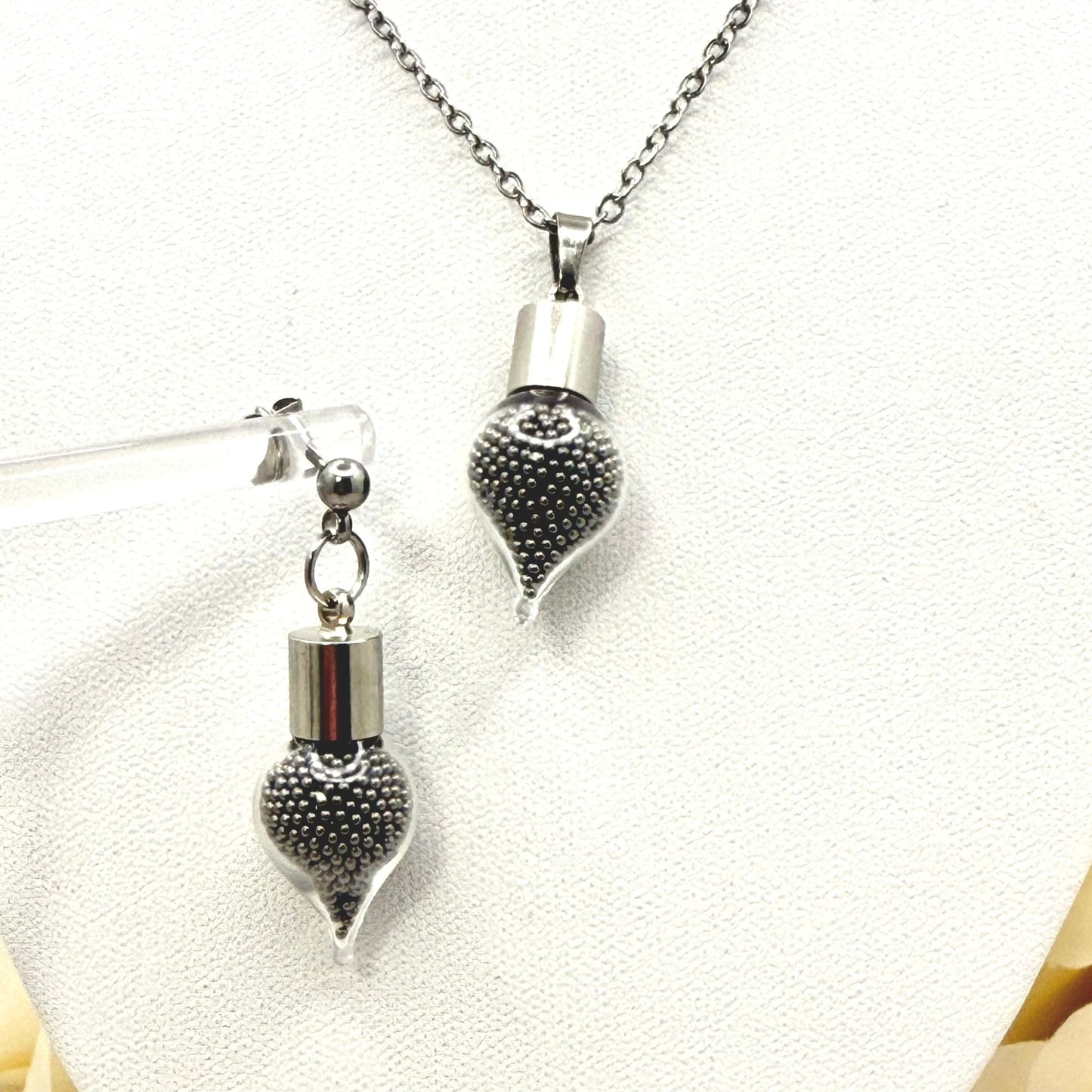 Statement Luxury Stainless Steel 11th Anniversary Pendant & Earrings Jewellery Set Handmade