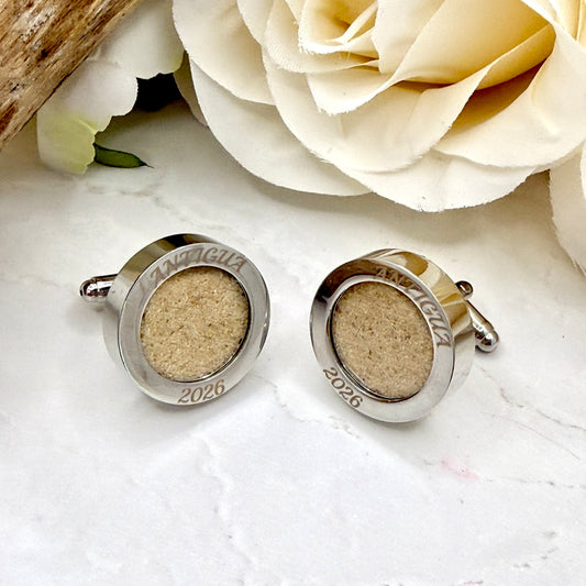 Luxury Personalised Honeymoon Sand Cufflinks