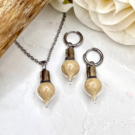 Luxury Personalised Honeymoon Sand Pendant & Earrings Set