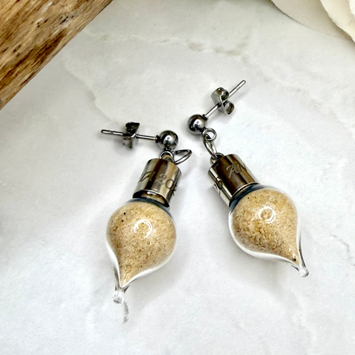Luxury Personalised Honeymoon Sand Stud Drop Earrings
