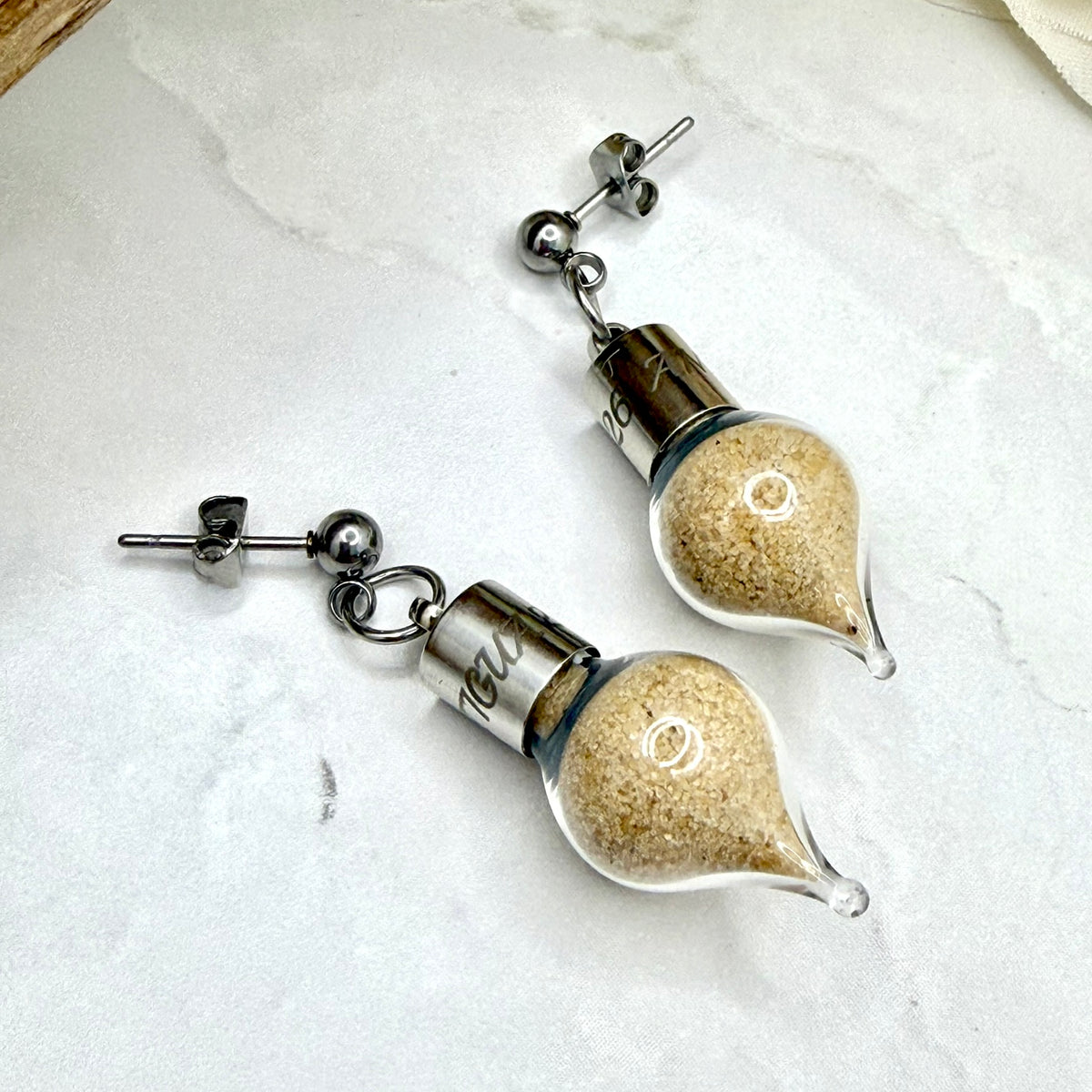 Luxury Personalised Honeymoon Sand Stud Drop Earrings