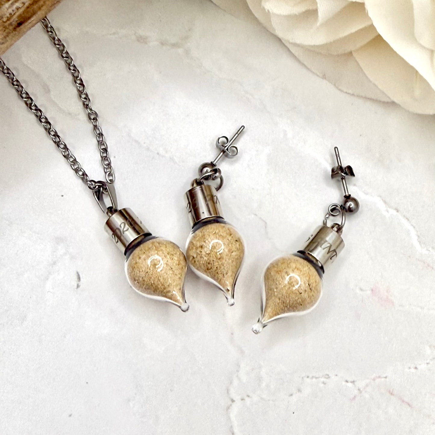 Luxury Personalised Honeymoon Sand Stud Drop Earrings