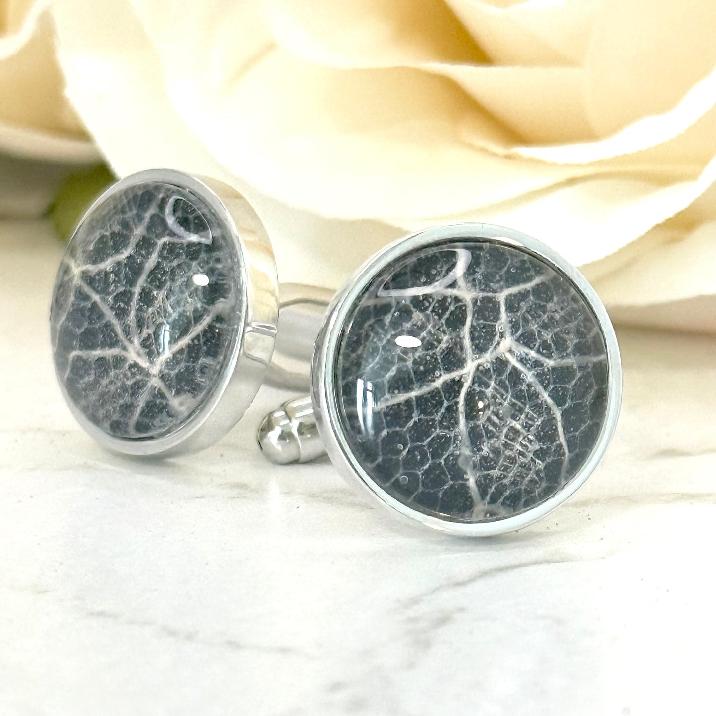 Lace 13th Anniversary Cufflinks Handmade-Cufflinks-Handmadeanniversary-Handmade Anniversary