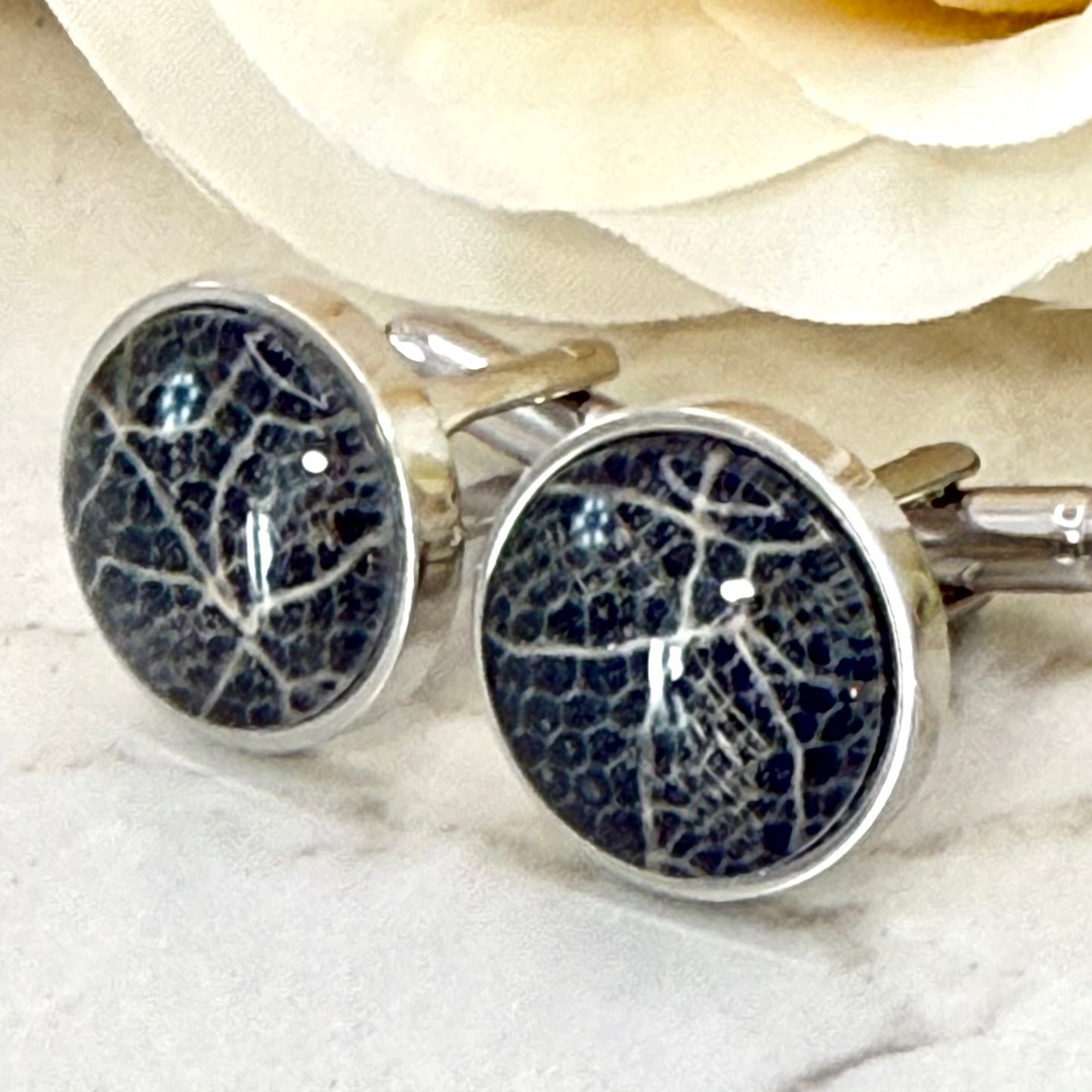 Lace 13th Anniversary Cufflinks Handmade-Cufflinks-Handmadeanniversary-Handmade Anniversary