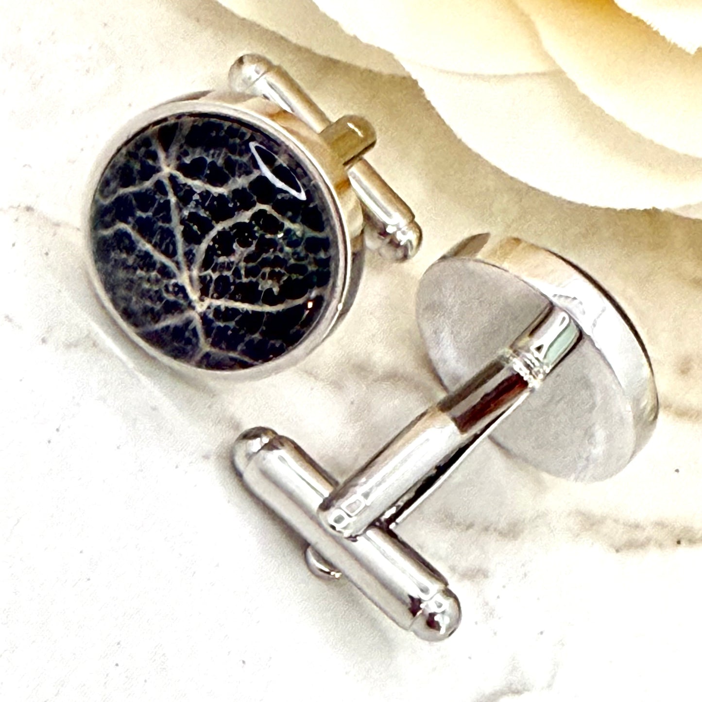 Lace 13th Anniversary Cufflinks Handmade-Cufflinks-Handmadeanniversary-Handmade Anniversary