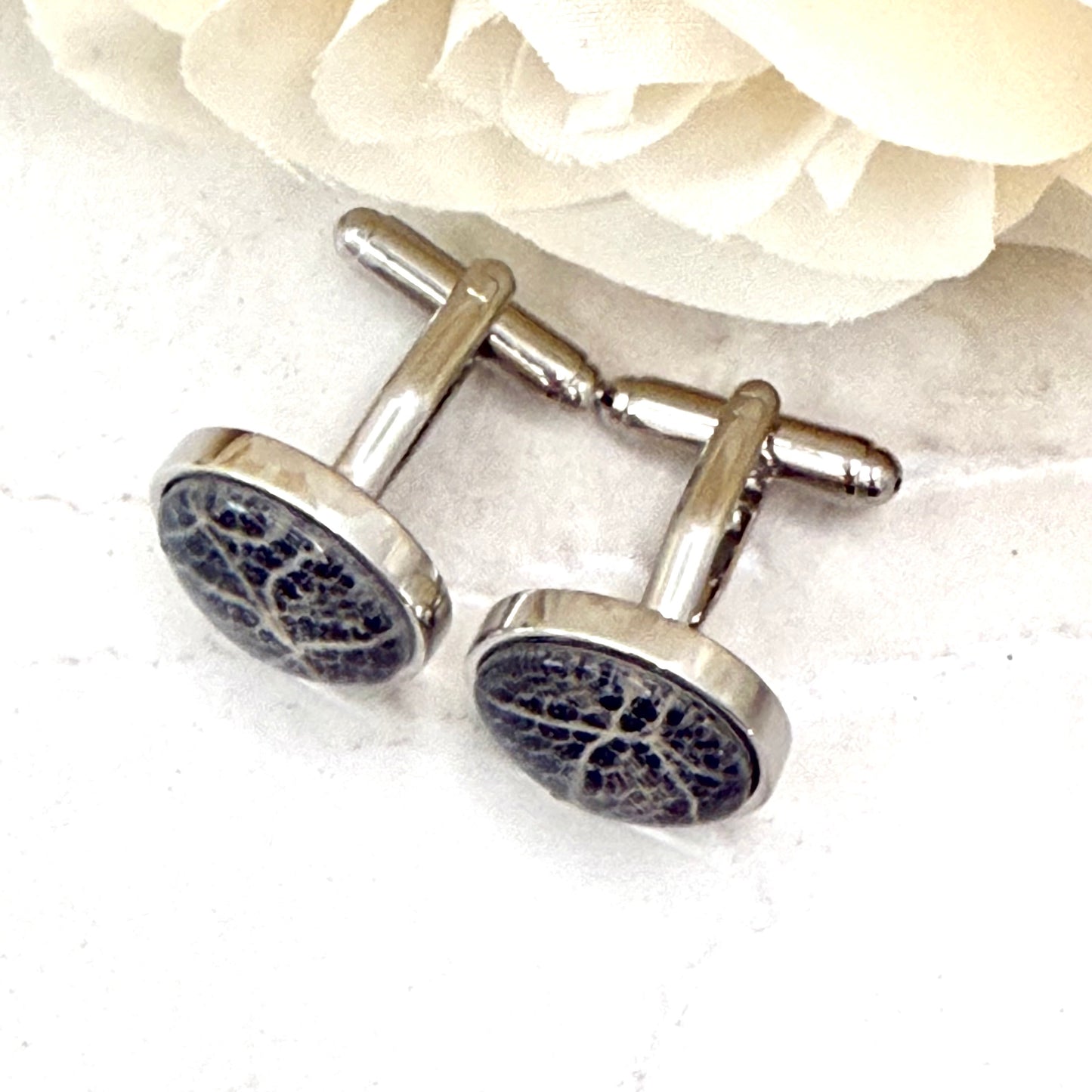 Lace 13th Anniversary Cufflinks Handmade-Cufflinks-Handmadeanniversary-Handmade Anniversary