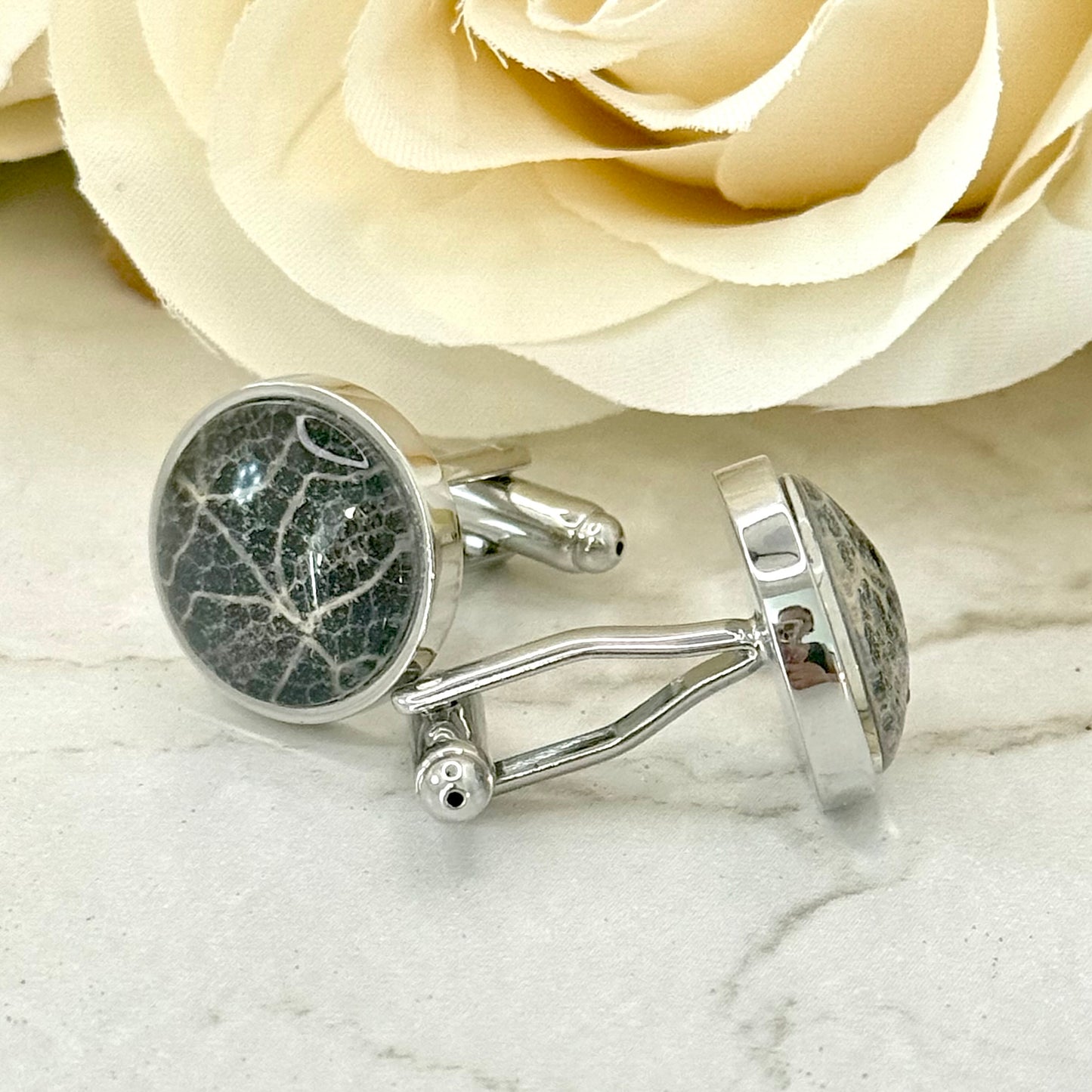 Lace 13th Anniversary Cufflinks Handmade-Cufflinks-Handmadeanniversary-Handmade Anniversary