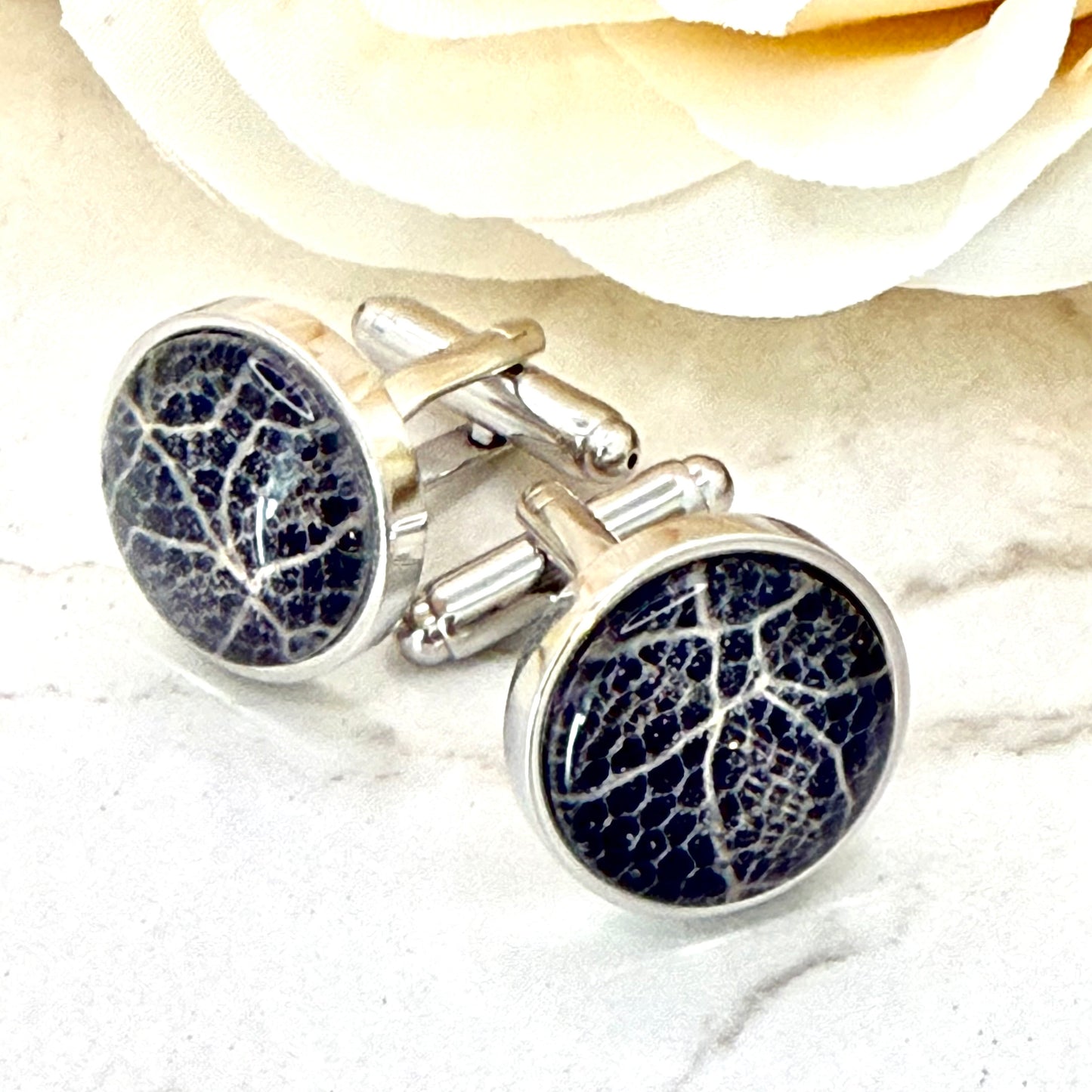 Lace 13th Anniversary Cufflinks Handmade-Cufflinks-Handmadeanniversary-Handmade Anniversary