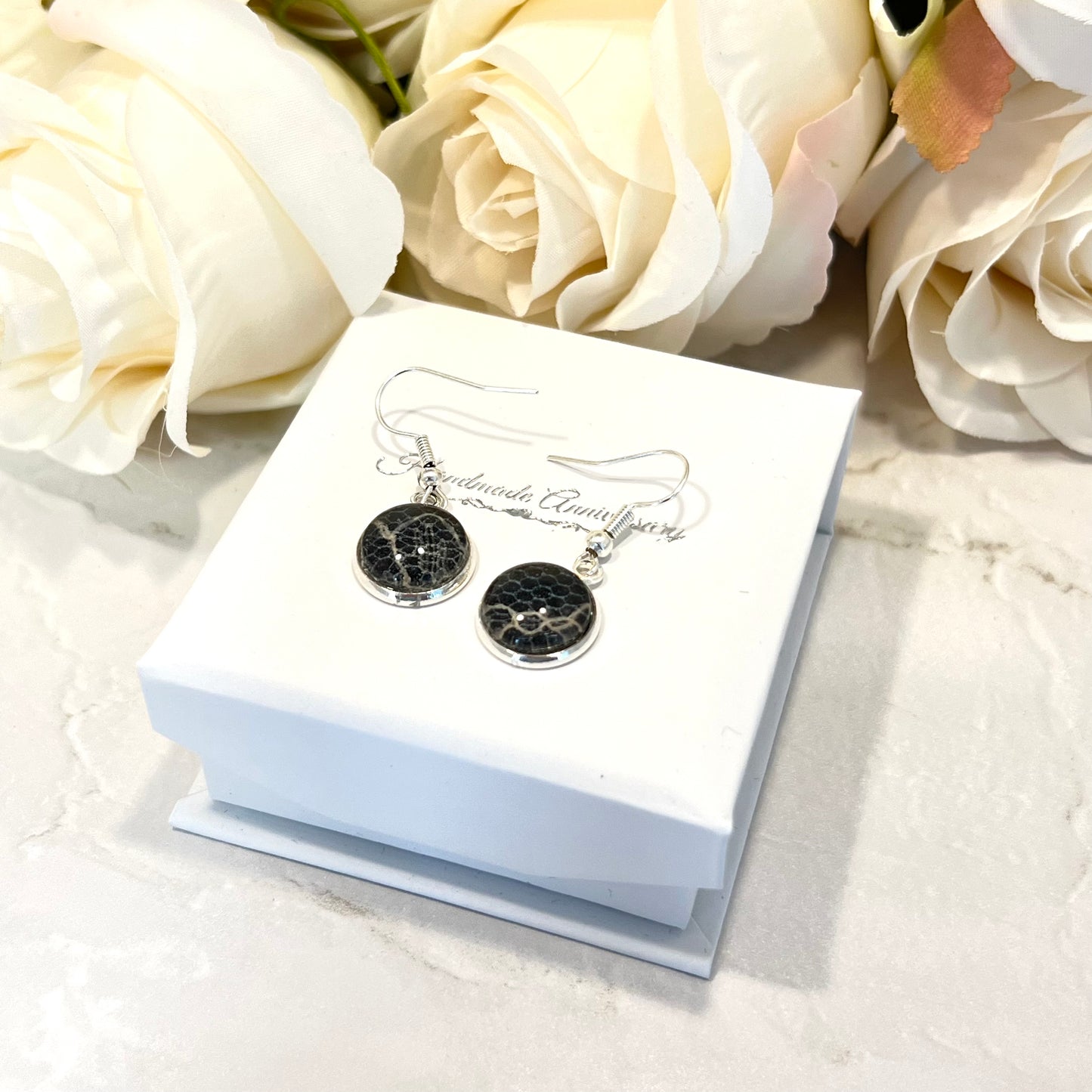 Lace 13th Anniversary Drop Earrings Handmade-Earrings-Handmadeanniversary-Handmade Anniversary