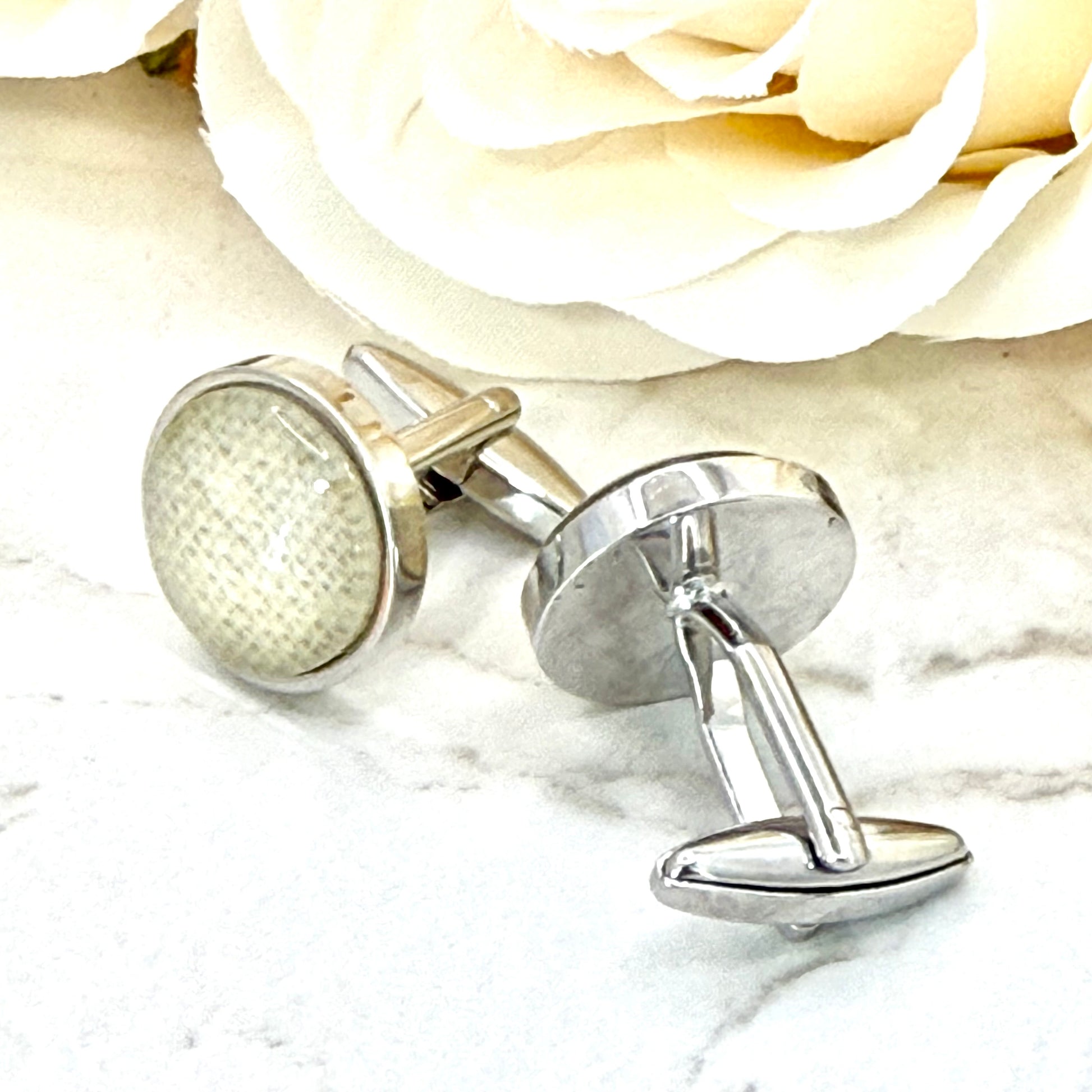Linen 8th Anniversary Cufflinks Handmade-Cufflinks-Handmadeanniversary-Handmade Anniversary