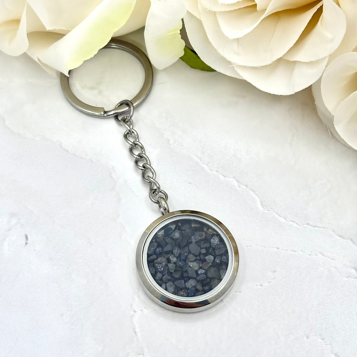 Luxury 45th Anniversary Keyring – Filled with Genuine Sapphire Shards | Elegant Sapphire Gift for Him or Her