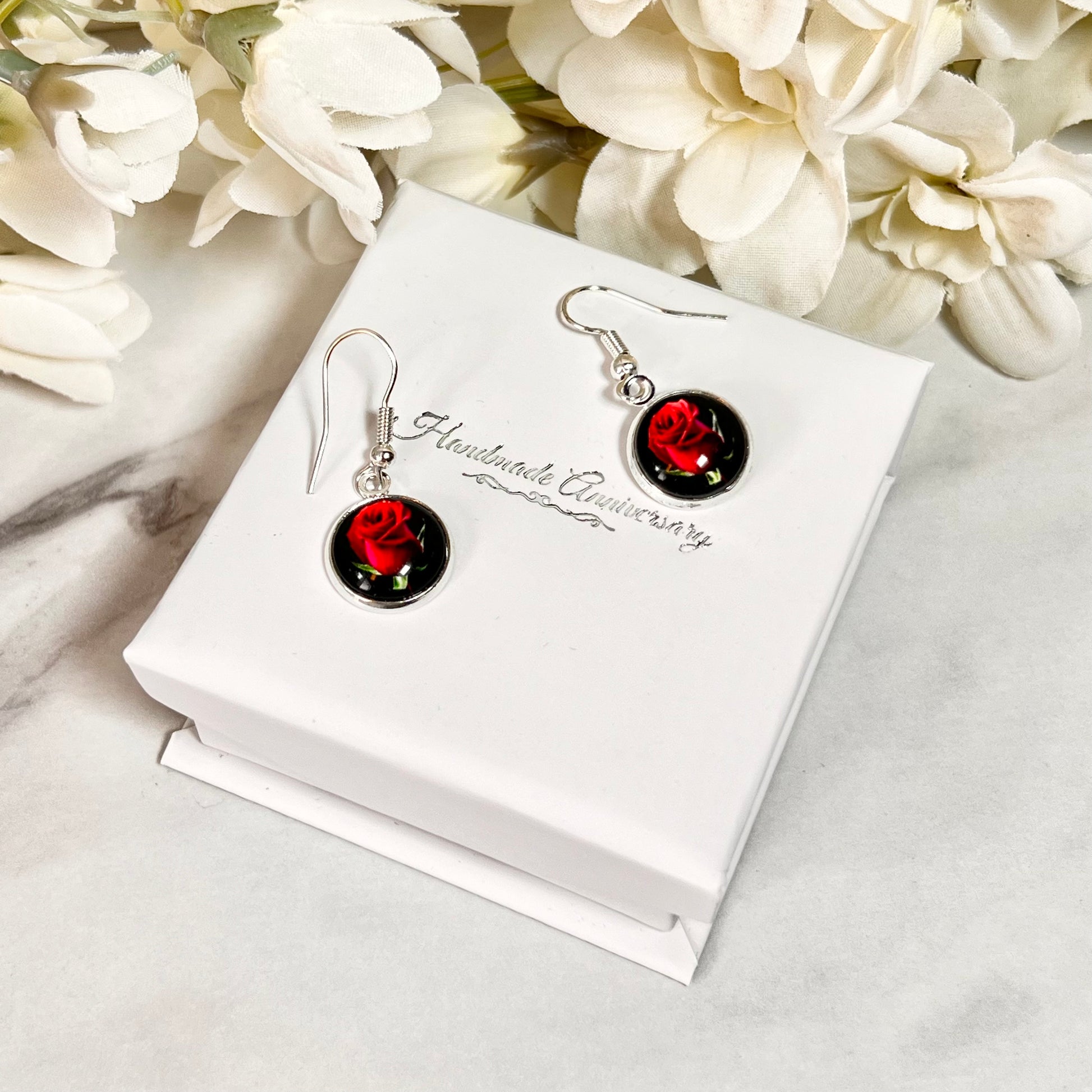Rose Drop Earrings Handmade-Earrings-Handmadeanniversary-Handmade Anniversary