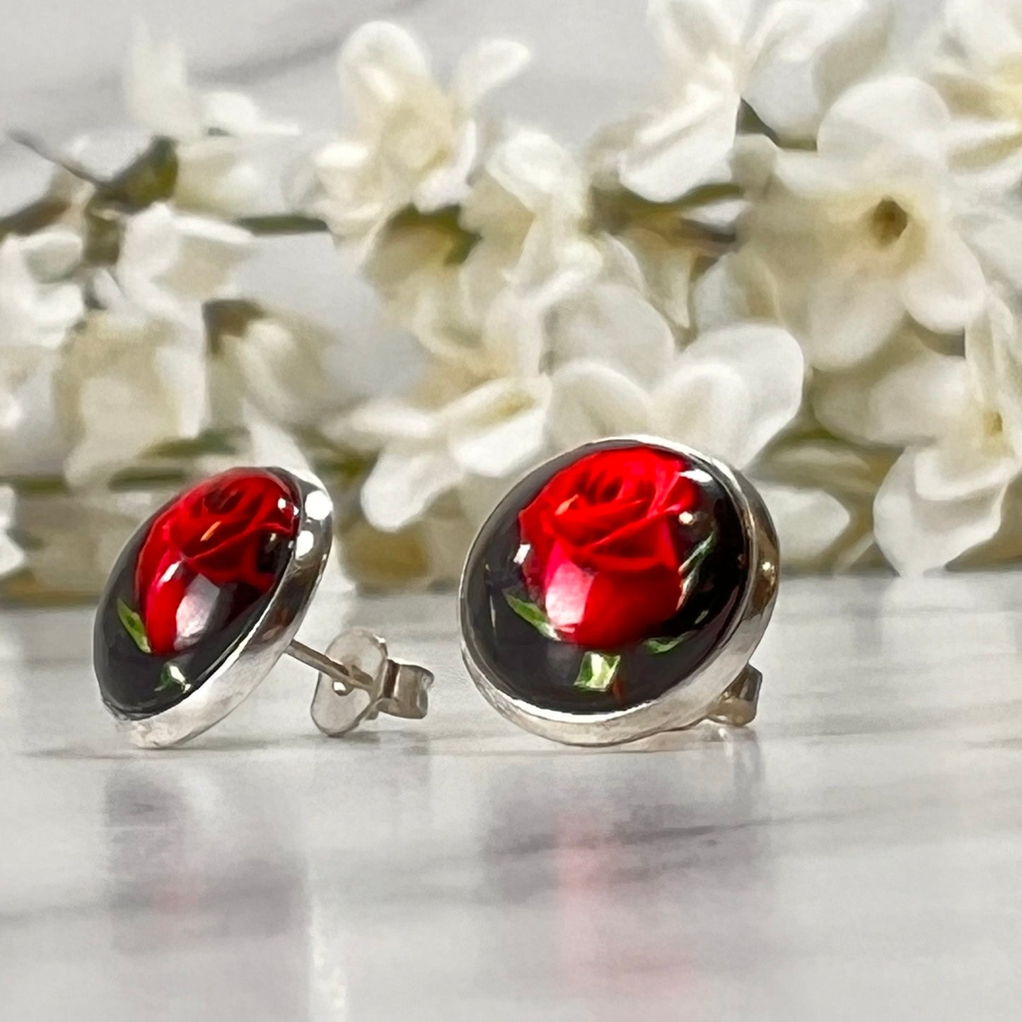 Rose Pendant & Stud Earrings Jewellery Set Handmade-Pendant & Earrings-Handmadeanniversary-Handmade Anniversary