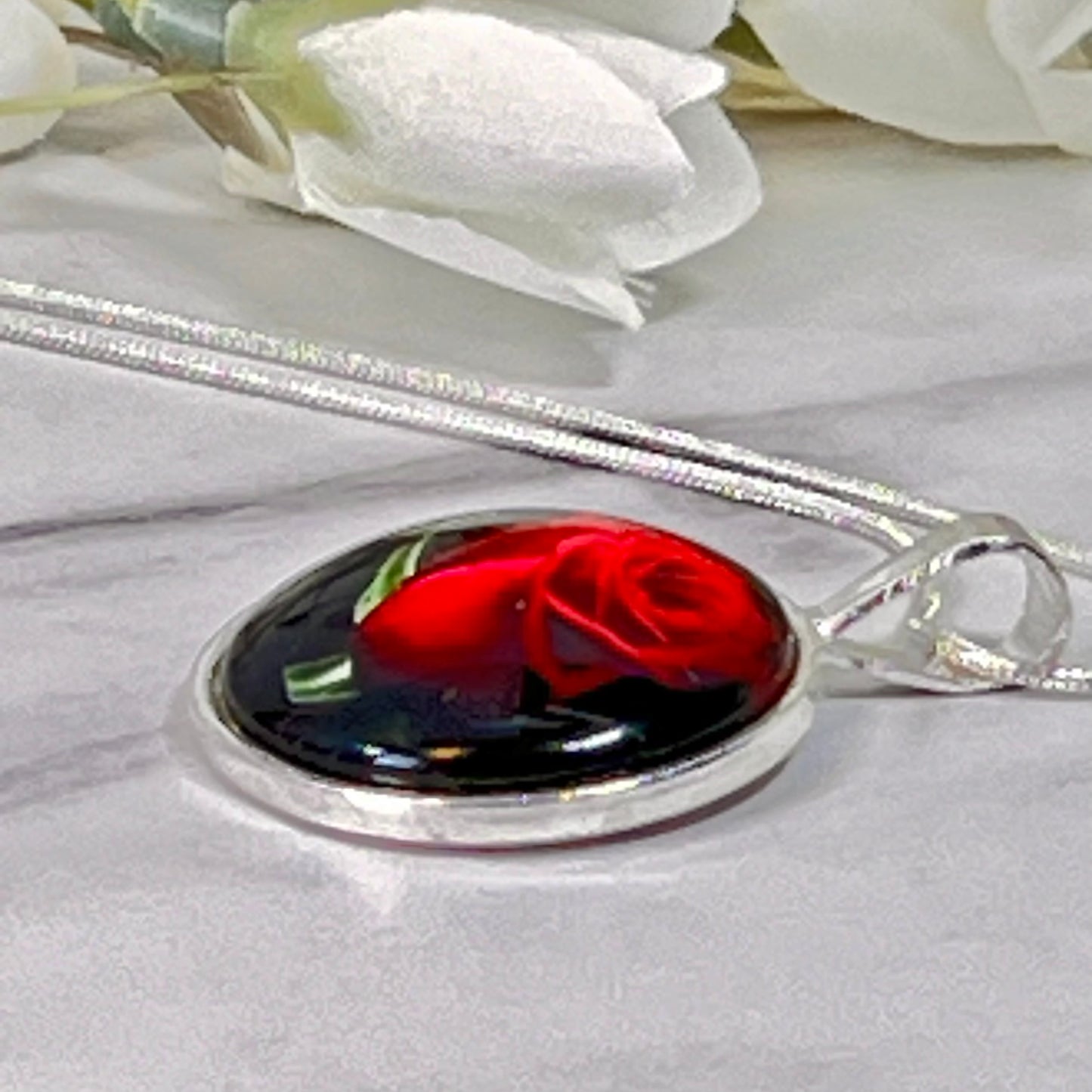 Rose Pendant & Stud Earrings Jewellery Set Handmade-Pendant & Earrings-Handmadeanniversary-Handmade Anniversary