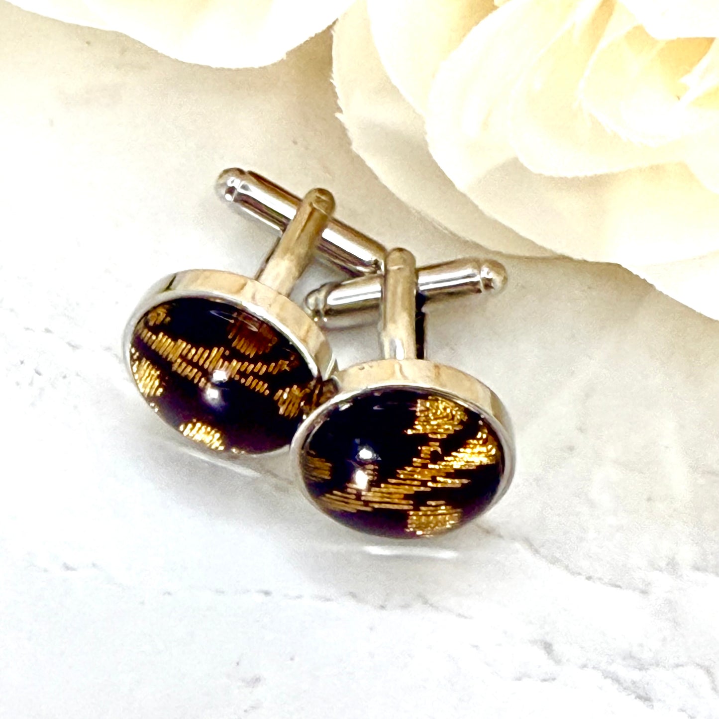 Silk 12th Anniversary Cufflinks Handmade-Cufflinks-Handmadeanniversary-Handmade Anniversary