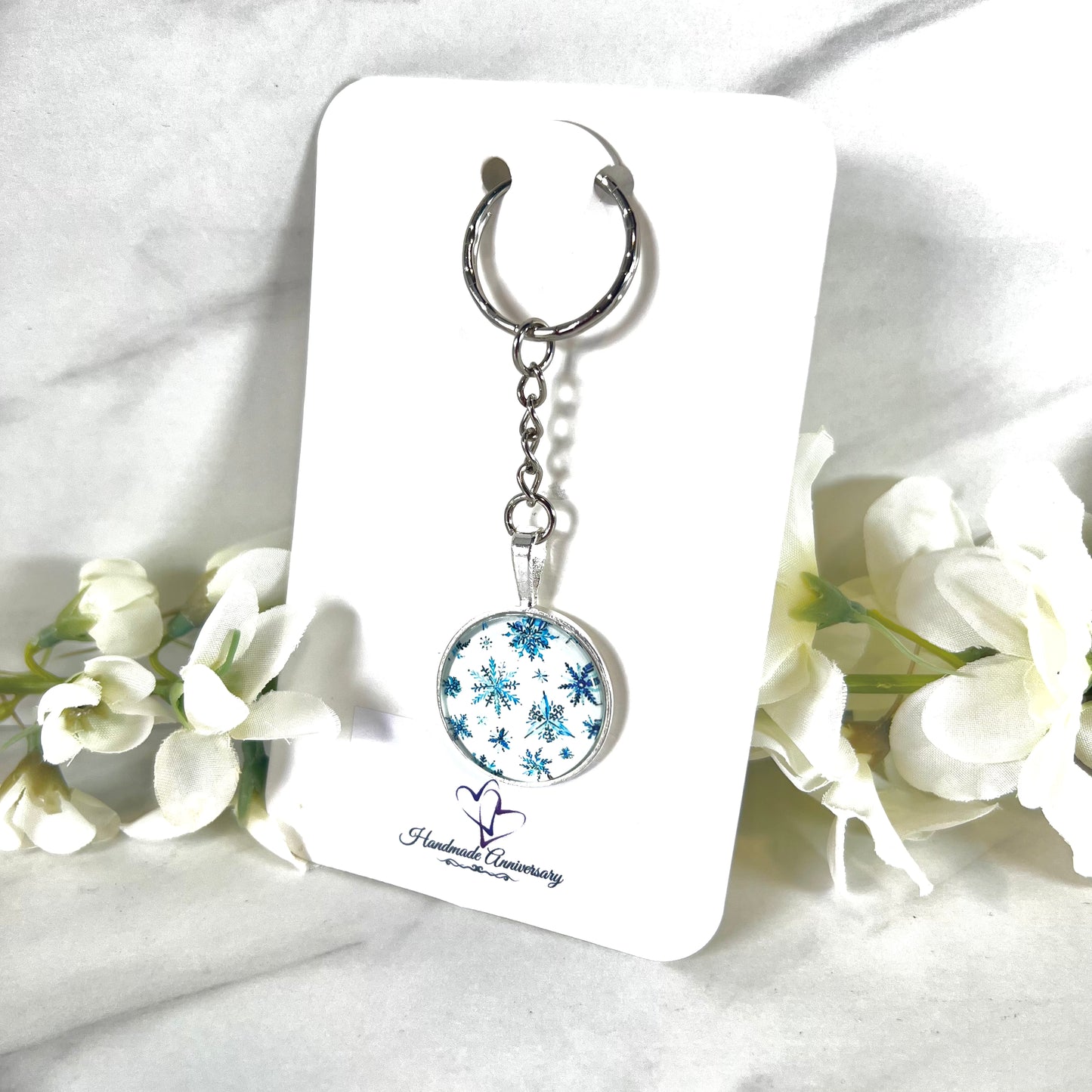 Snowflake Keyring Handmade-Keyring-Handmadeanniversary-Handmade Anniversary