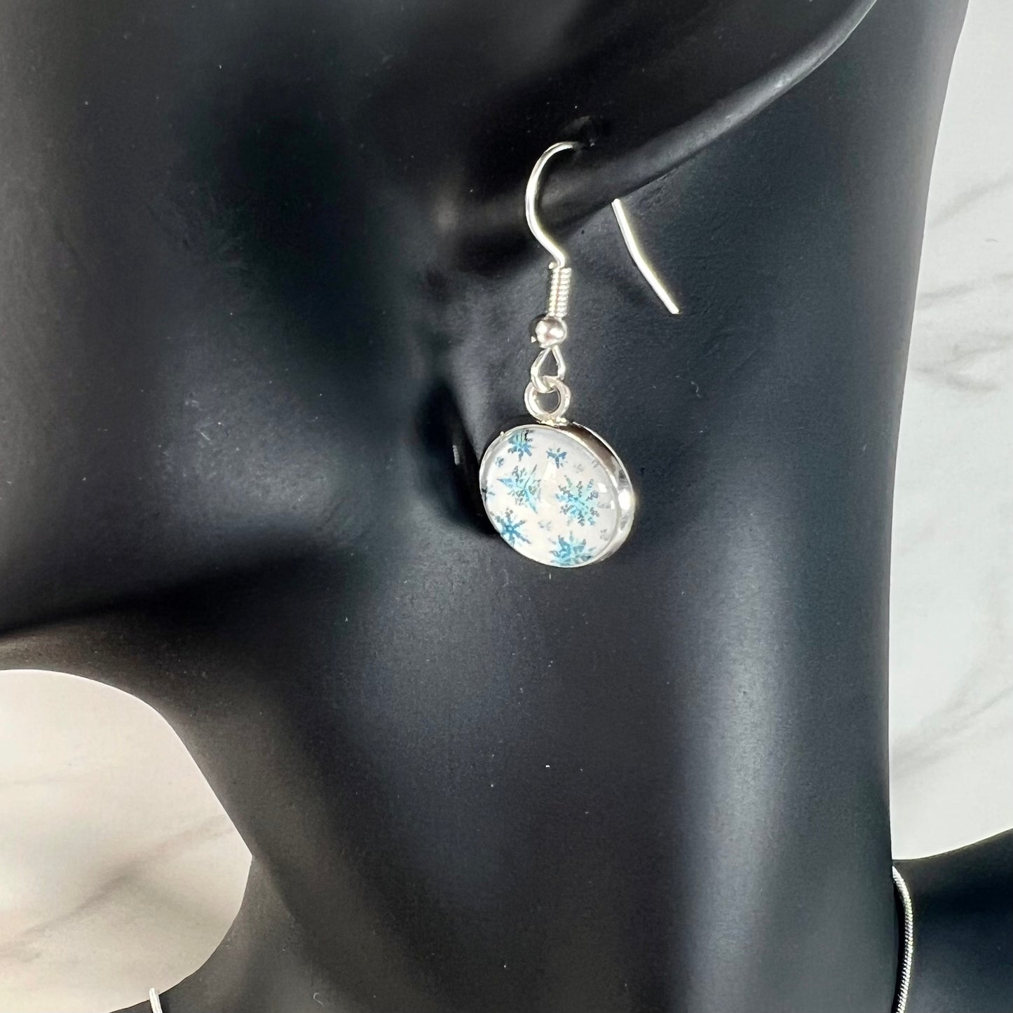 Snowflake Pendant & Drop Earrings Jewellery Set Handmade-Pendant & Earrings-Handmadeanniversary-Handmade Anniversary