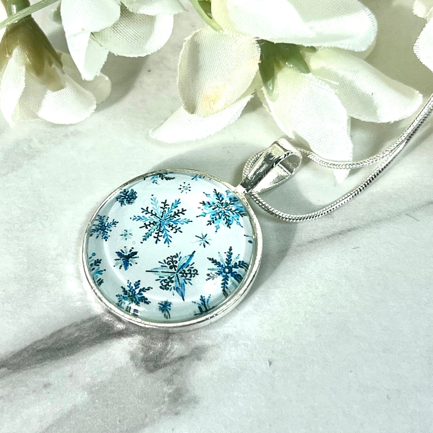 Snowflake Pendant & Drop Earrings Jewellery Set Handmade-Pendant & Earrings-Handmadeanniversary-Handmade Anniversary