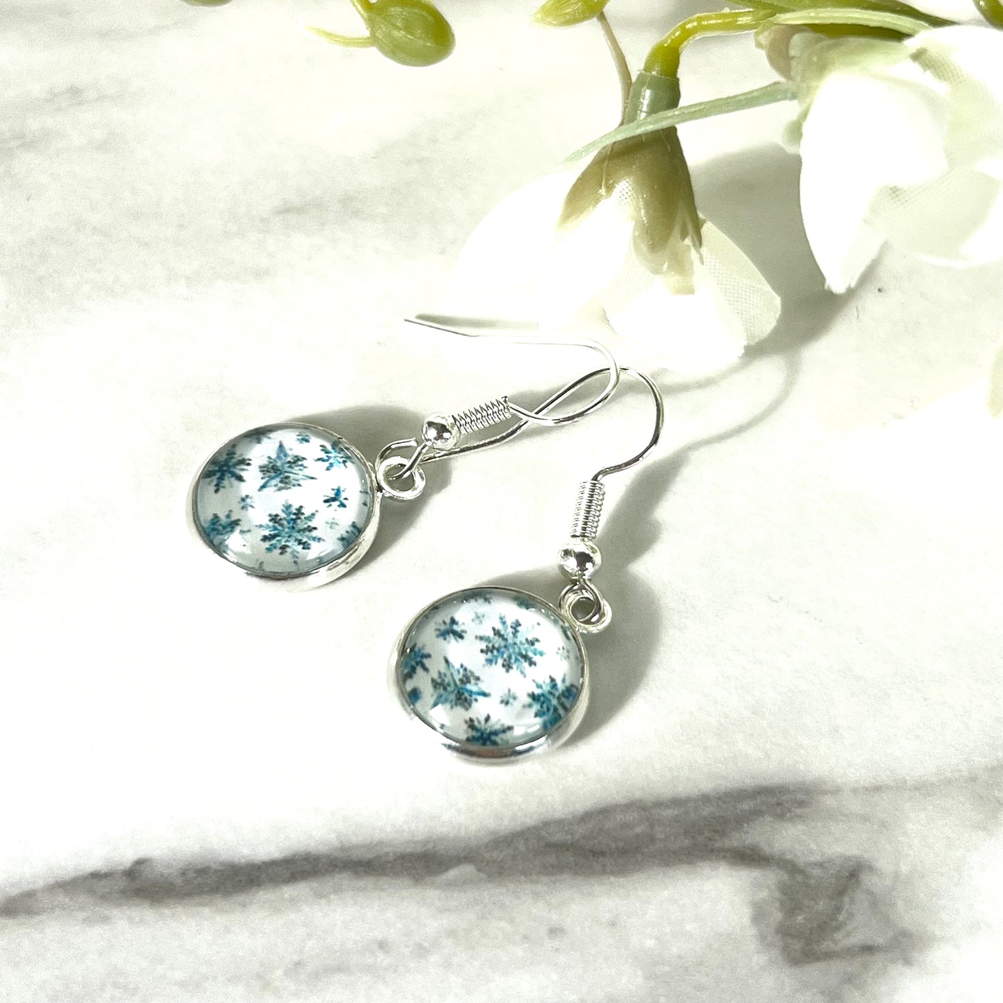 Snowflake Pendant & Drop Earrings Jewellery Set Handmade-Pendant & Earrings-Handmadeanniversary-Handmade Anniversary