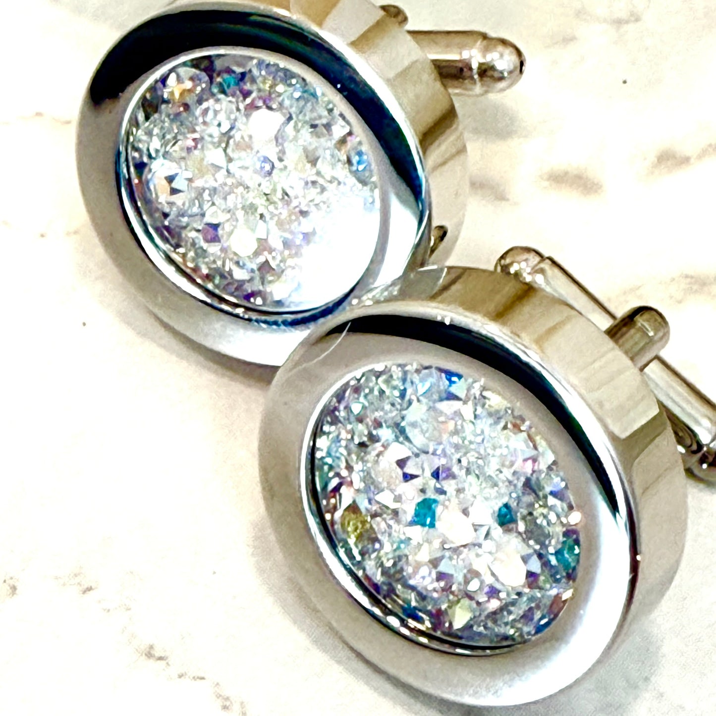 Statement Luxury Crystal 15th Wedding Anniversary Cufflinks Handmade-Cufflinks-Handmadeanniversary-Handmade Anniversary
