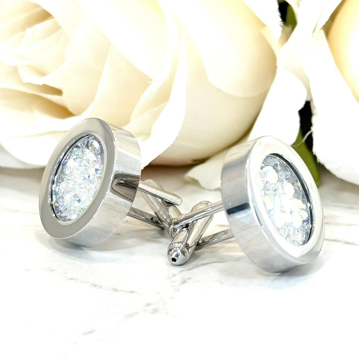 Statement Luxury Crystal 15th Wedding Anniversary Cufflinks Handmade-Cufflinks-Handmadeanniversary-Handmade Anniversary