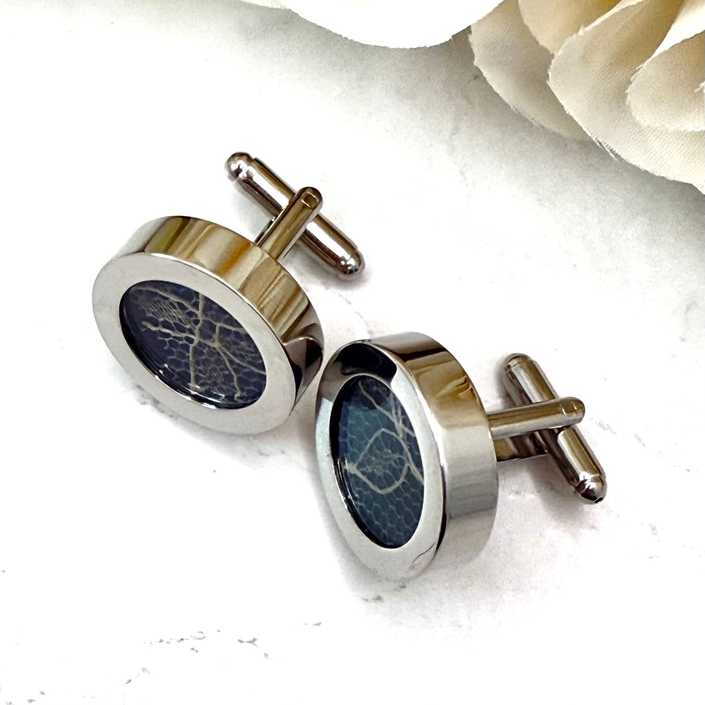 Statement Luxury Lace 13th Anniversary Cufflinks Handmade-Cufflinks-Handmadeanniversary-Handmade Anniversary