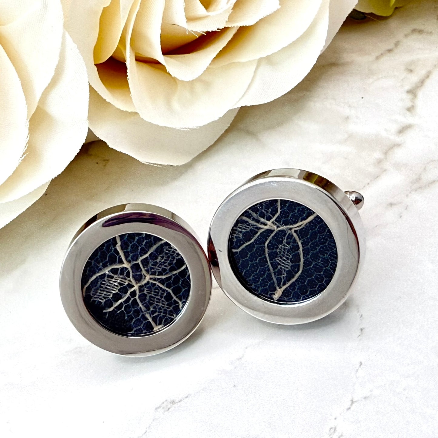 Statement Luxury Lace 13th Anniversary Cufflinks Handmade-Cufflinks-Handmadeanniversary-Handmade Anniversary