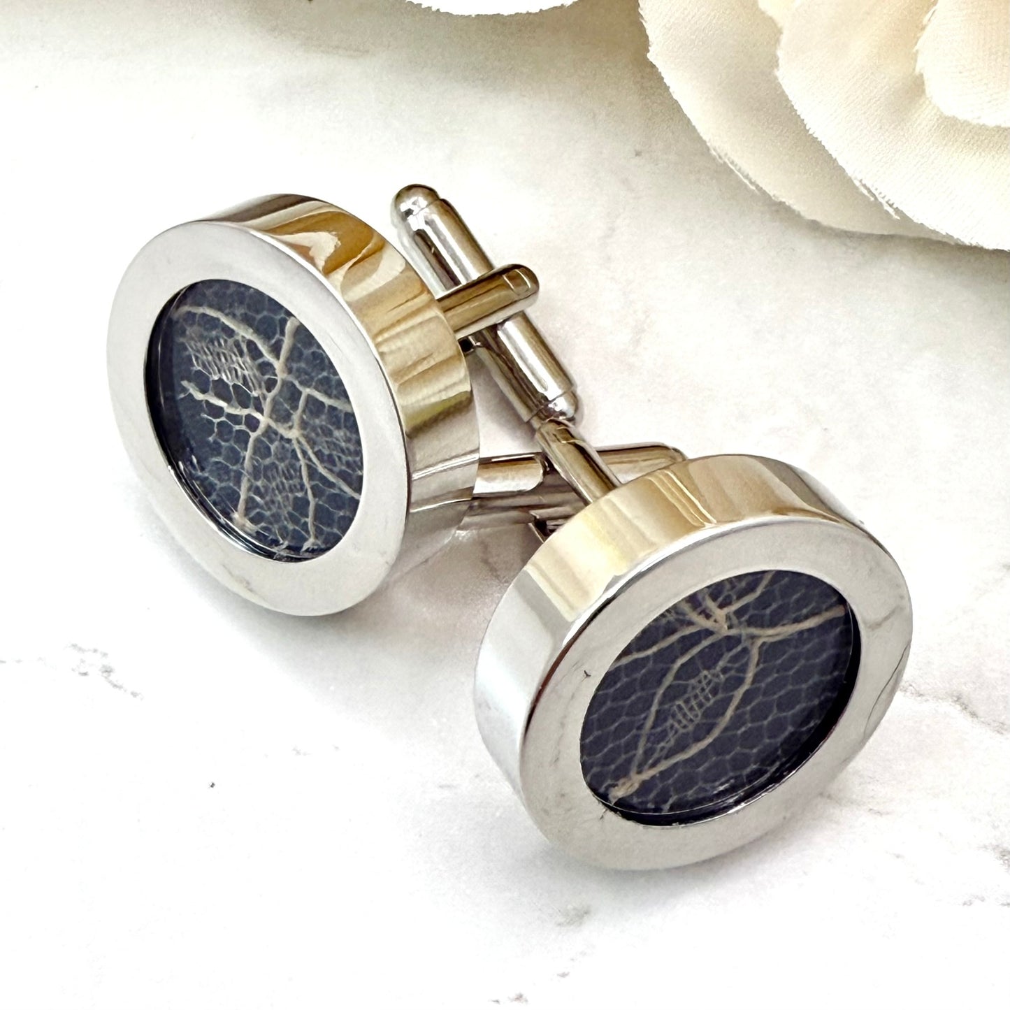 Statement Luxury Lace 13th Anniversary Cufflinks Handmade-Cufflinks-Handmadeanniversary-Handmade Anniversary