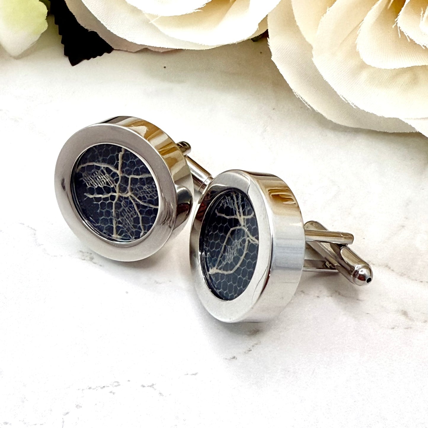 Statement Luxury Lace 13th Anniversary Cufflinks Handmade-Cufflinks-Handmadeanniversary-Handmade Anniversary