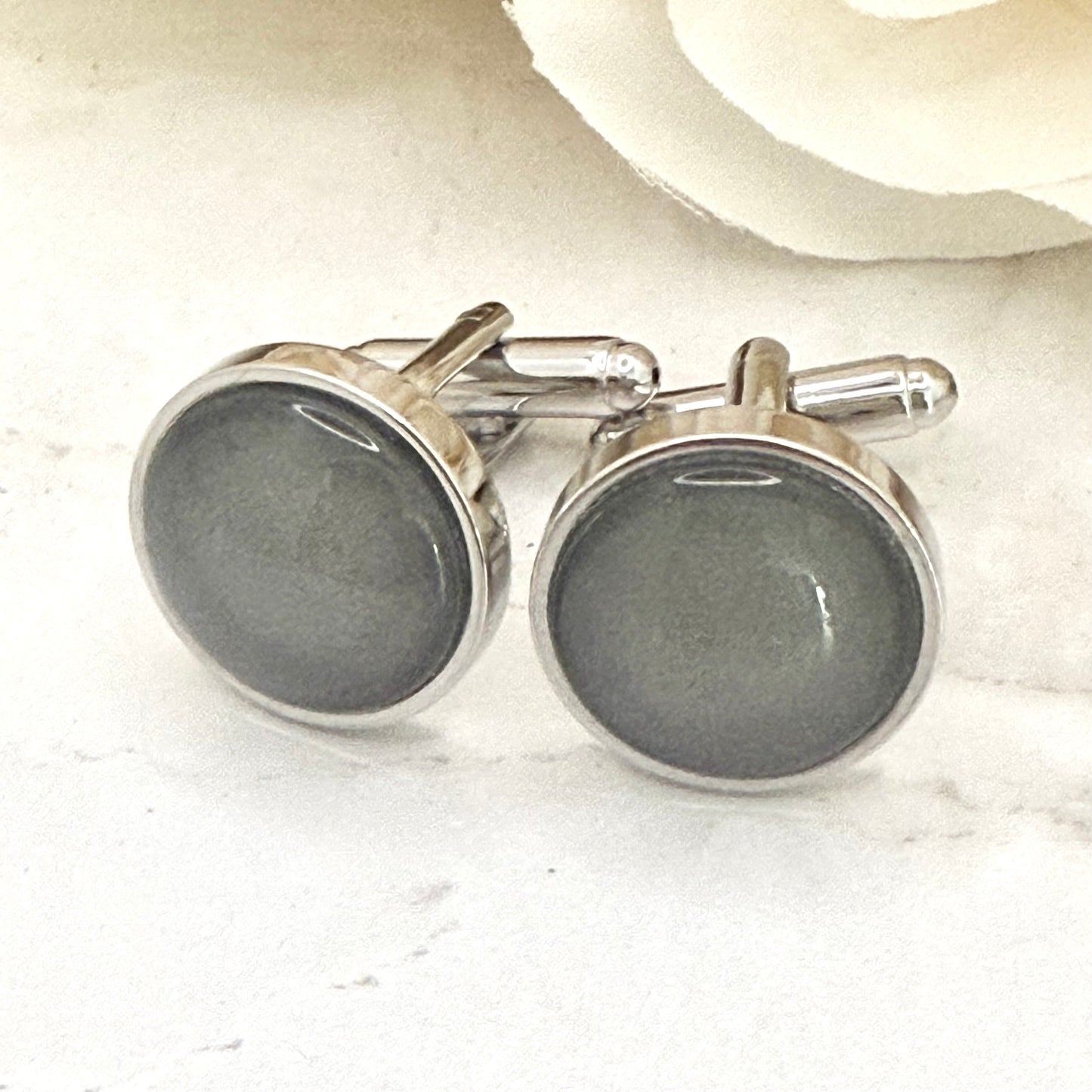 Tin 10th Anniversary Cufflinks Handmade-Cufflinks-Handmadeanniversary-Handmade Anniversary