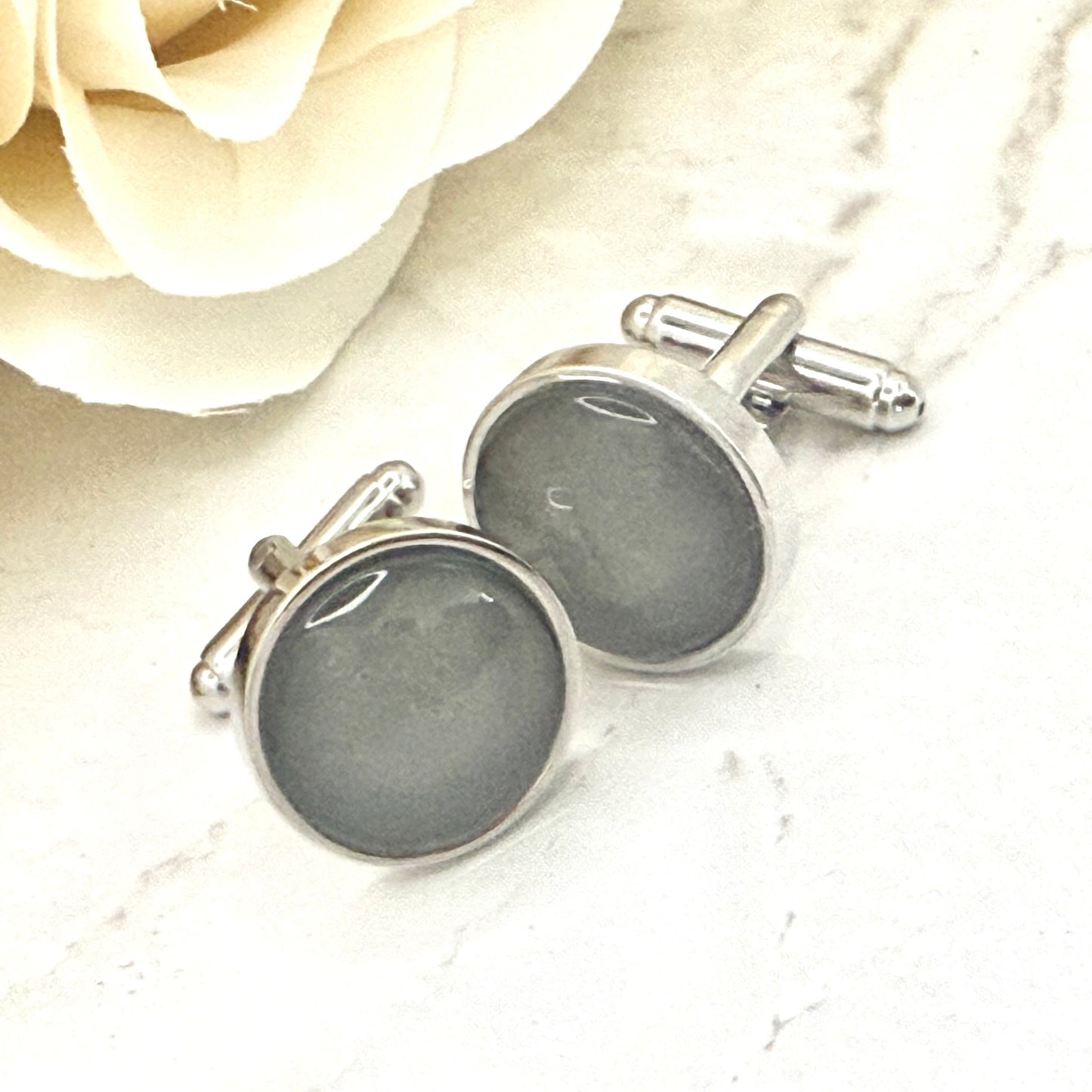Tin 10th Anniversary Cufflinks Handmade-Cufflinks-Handmadeanniversary-Handmade Anniversary