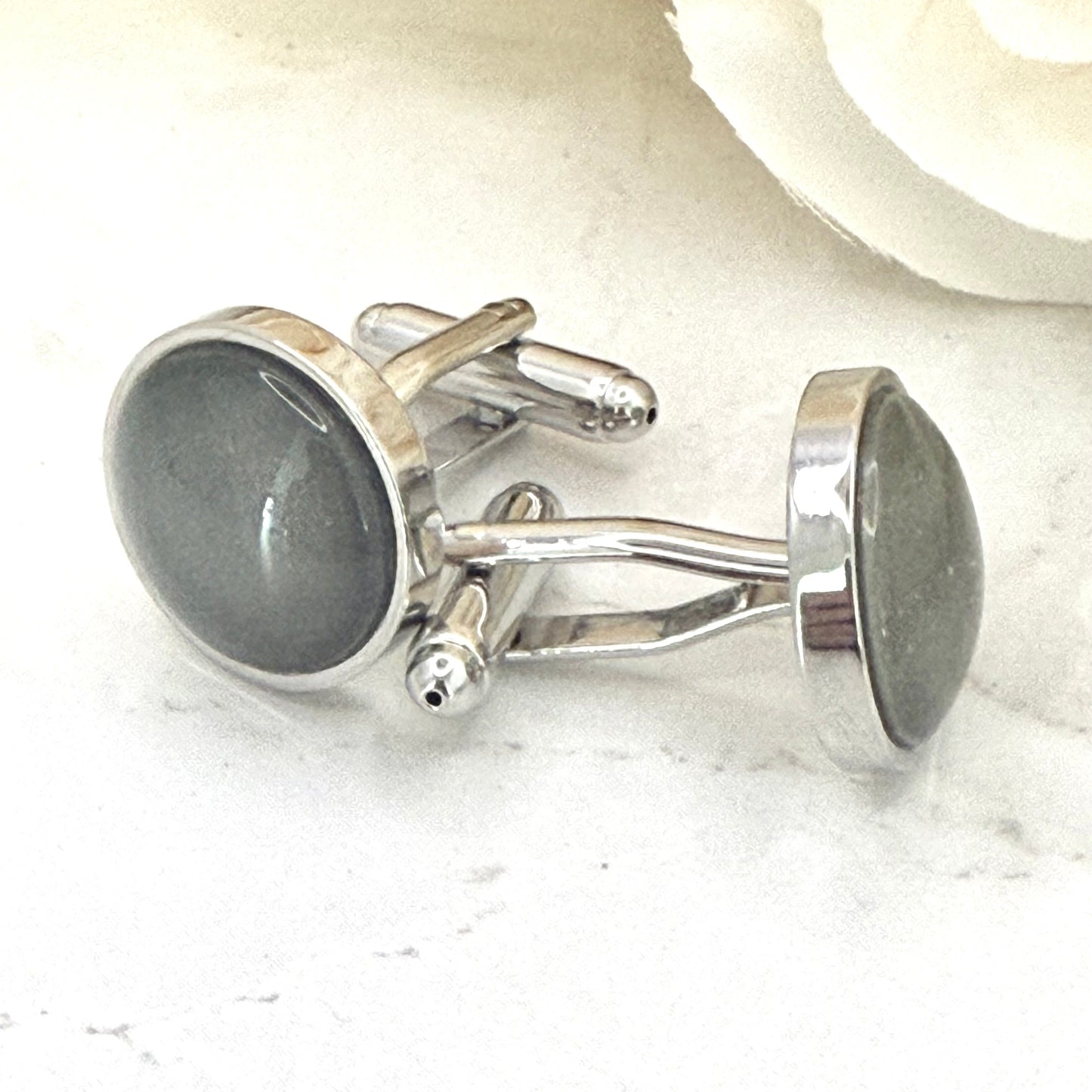 Tin 10th Anniversary Cufflinks Handmade-Cufflinks-Handmadeanniversary-Handmade Anniversary